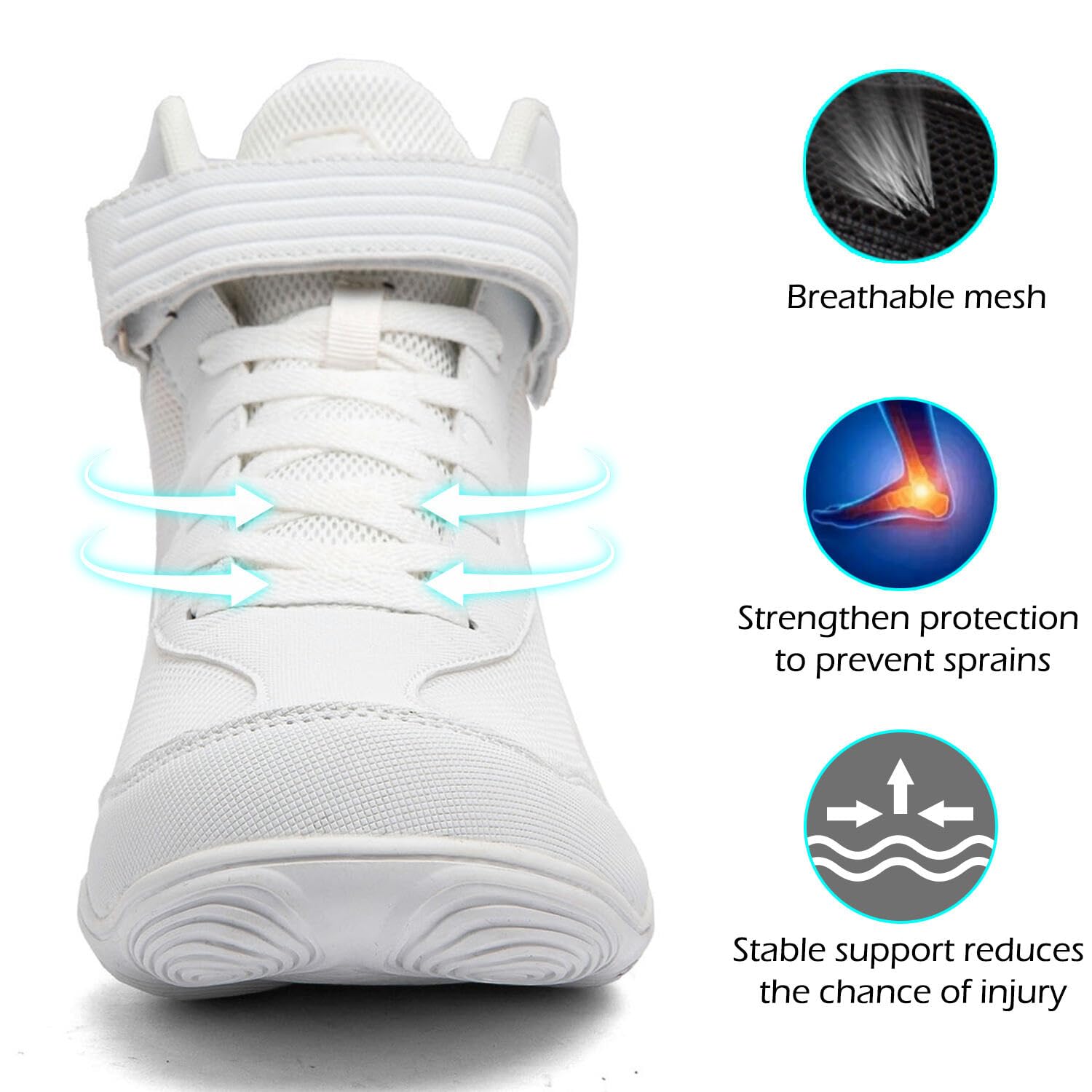 DimaiGlobal Scarpe da wrestling da uomo, scarpe da ginnastica da boxe, suola a goccia zero, scarpe da combattimento, taekwondo, karate, arti marziali, bianco, 42 EU