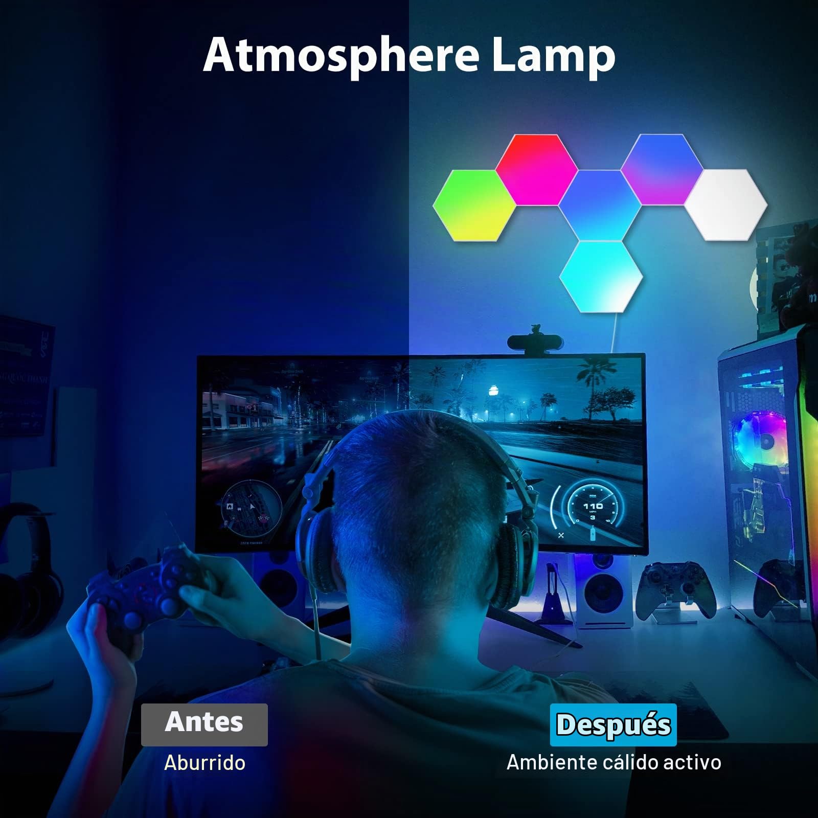 OurLeeme Paneles LED Hexagonal con Control Remoto, Luces LED Pared RGB Neon Pared Inteligentes Luz Nocturna, Panel LED de Empalme de Geometría Bricolaje para Habitación Sala Fiesta (12 PCS)
