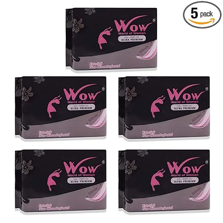 WOW Extra Soft and Extra Comfort Day Night 320MM XXL Sanitary Pads/Napkins for Women with Wings Ultra thin Dry Coverage Ultra Premium Ultra Soft- Combo of 5 (35 Pads)-Organic and rash Free Disposable Pads