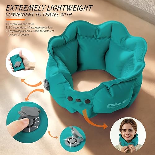 Miniatura 12 de Almohada inflable de viaje para avión, almohada inflable para el cuello, para viajes, oficina, siesta, soporte para el cuello, compra 1 y obtén 3 C