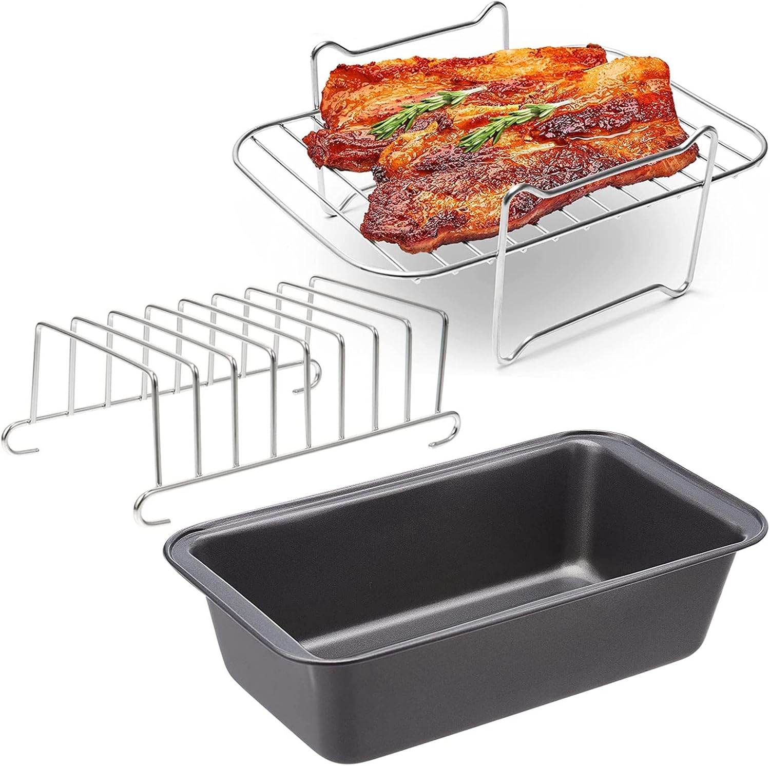 Air Fryer Rack Set for Double Basket Air Fryers ,IROMEOU Air Fryer