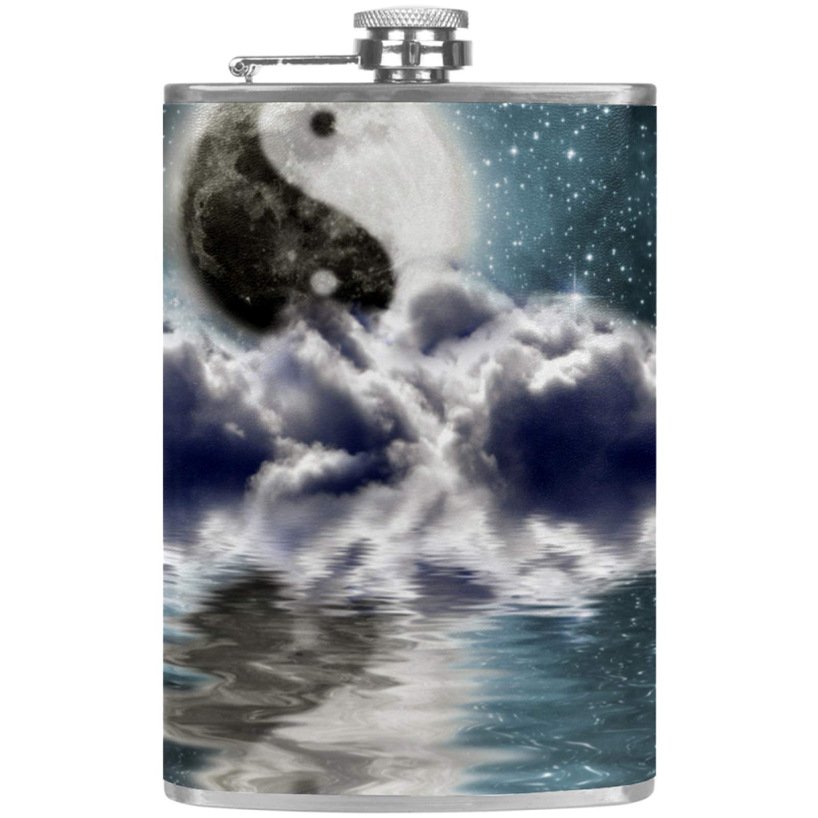 Flasque à whisky de poche en cuir lune Yin Yang, cadeau idéal pour buveurs