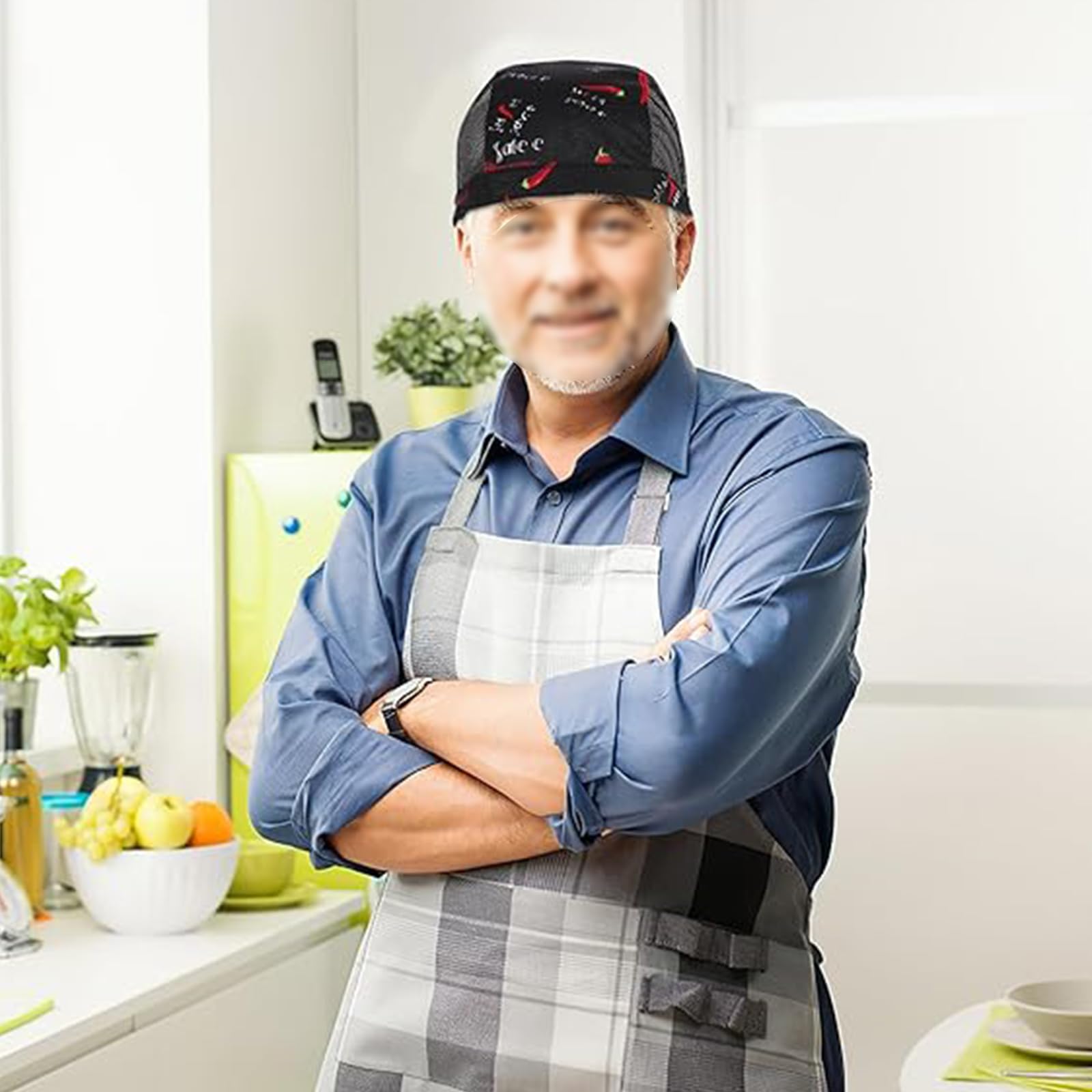 Cappelli da Chef Elastici Regolabili 3 Pezzi Berretti Bandana Uomo Donna Cucina