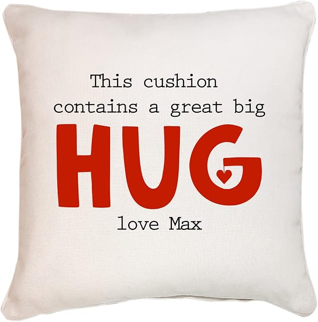Personalised Hug with Name Cushion 40x40 CM Create Your Own Custom Bedroom Sofa Pillow Gift For Her Him Family Friends Soulmate Present