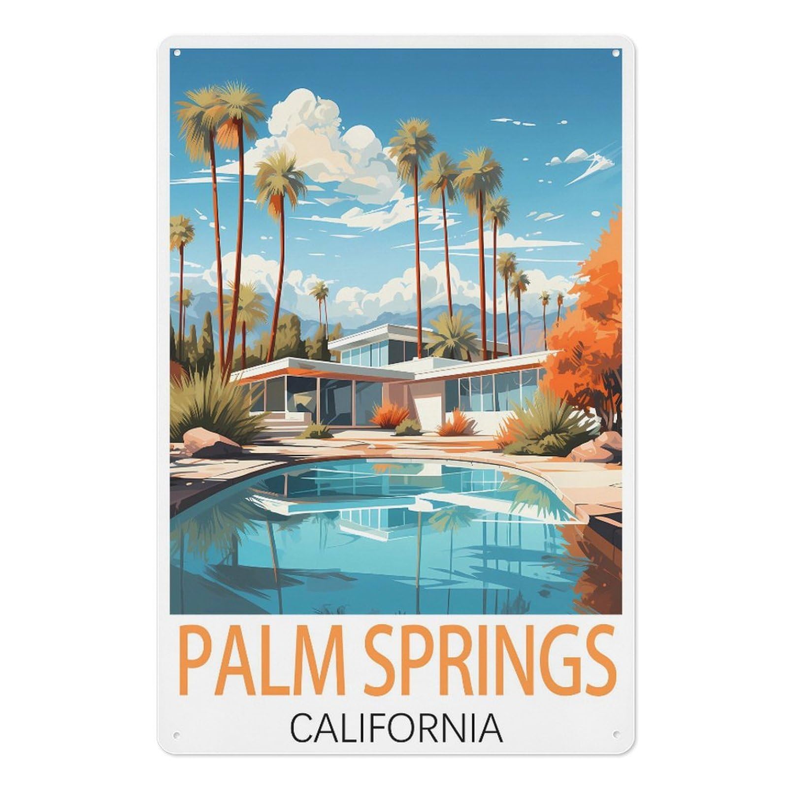 Springs California Retro Design Tin Painting Vintage Tin Sign 08x12inch(20x30cm) Wall Art for Home Office Bedroom Living Room Cafes Wall Decor