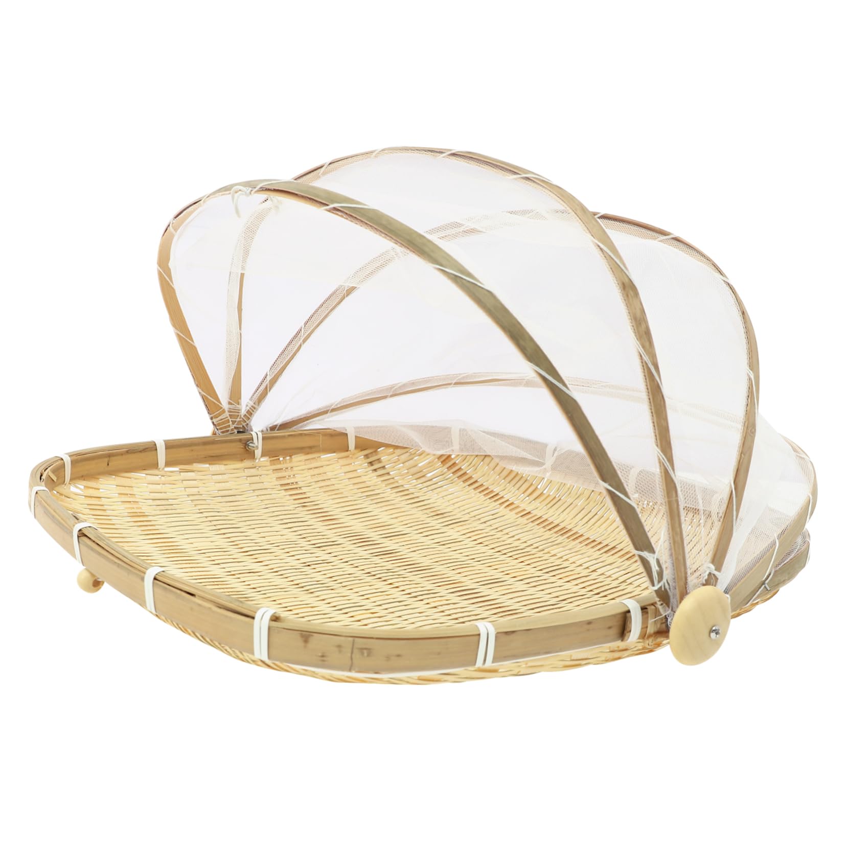 1Pc Manual Woven Dustpan Basket with Food Net Rustic Woven Basket for Home Use Multi Purpose Storage Khaki for Drying Fruits and Vegetables