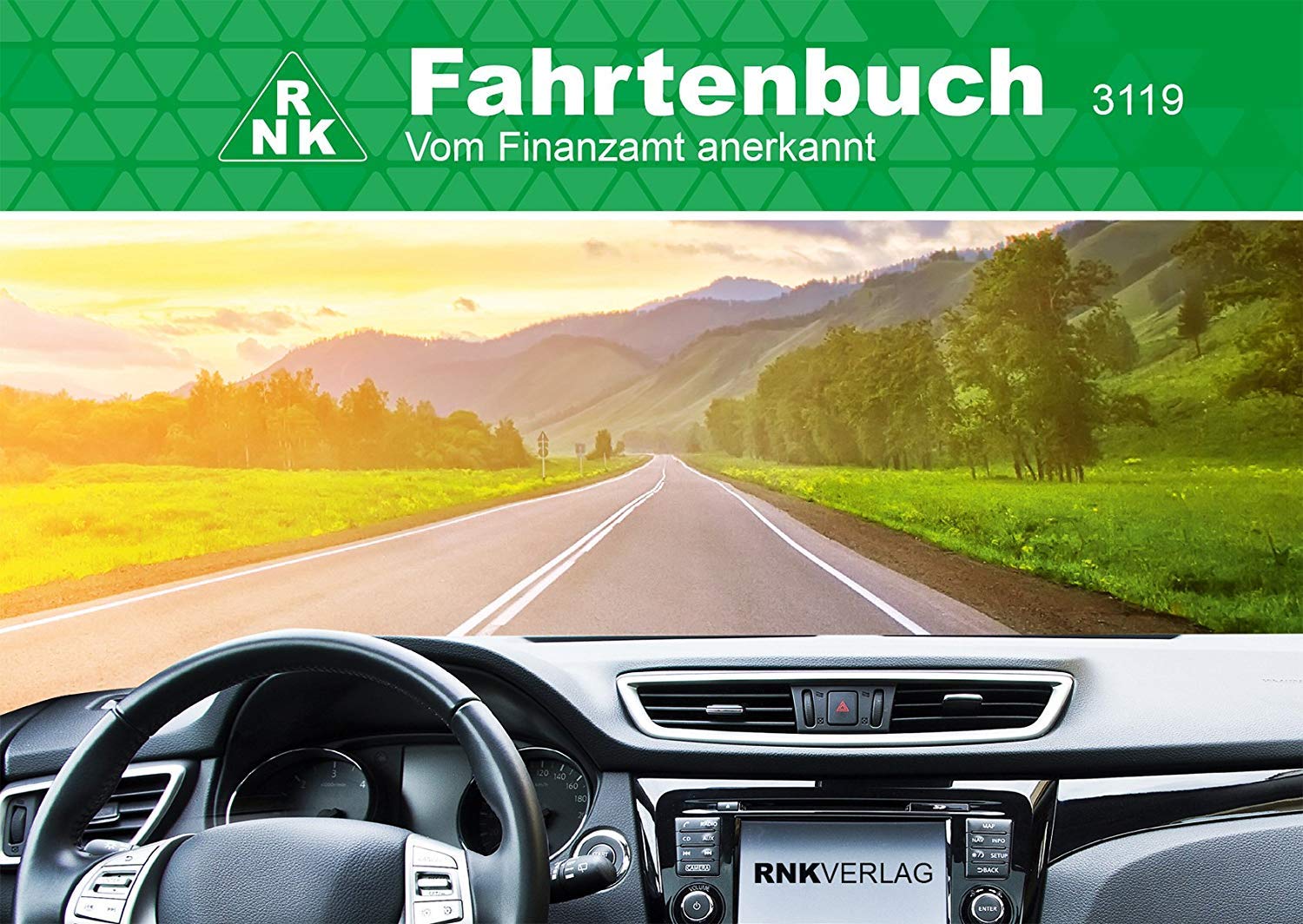 RNK - 3119 Fahrtenbuch PKW, steuerlicher Kilometernachweis, DIN A6 quer, 32 Blatt (12er Pack+ 6x Parkscheibe)