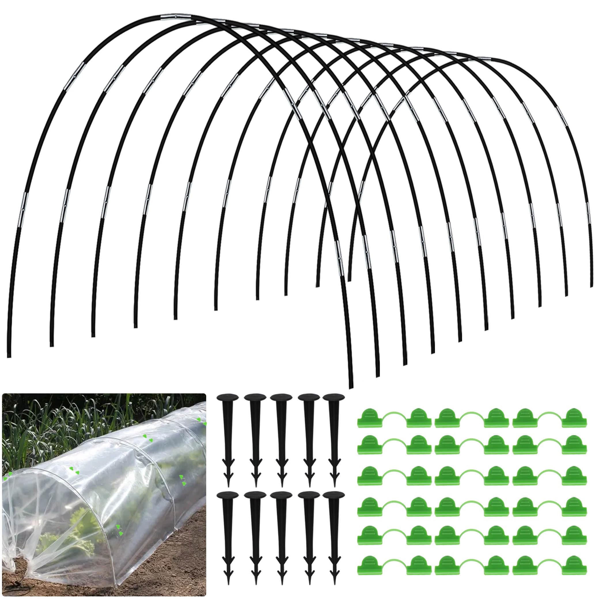 Cerchi da Giardino per Serra, 60 Pezzi Tunnel per Piante da Giardino, Archi per Serra da Giardino, Strutture per Serre a Tunnel, Pneumatici per Serra, Supporto Regolabile in Fibra di Vetro