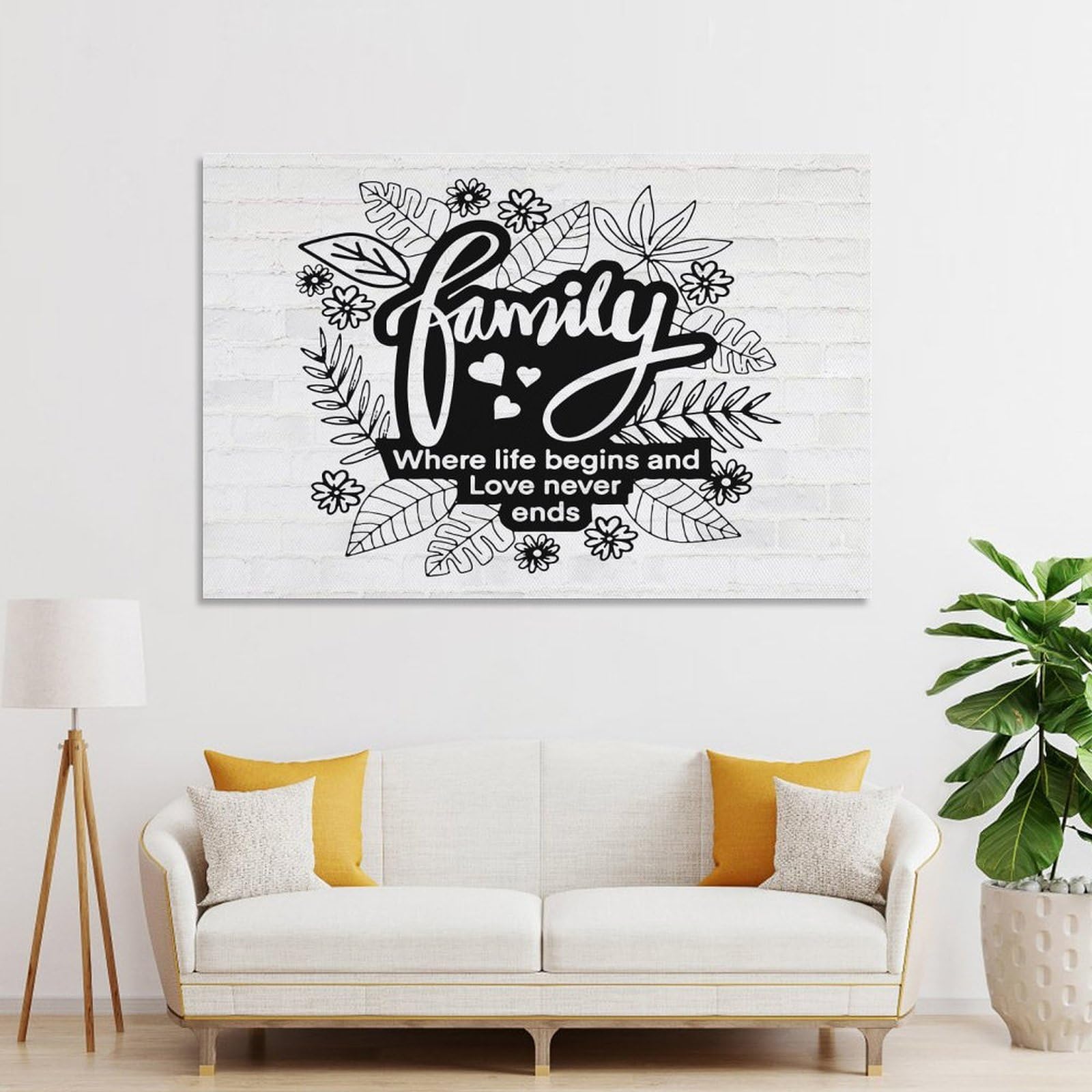Junmoney Family Where Life Begin Canvas Wall Picture, 24x36inch(60x90cm), for Entrance Spaces, Stair Walls Or Halls, A Stylish Accent for Home Entrances