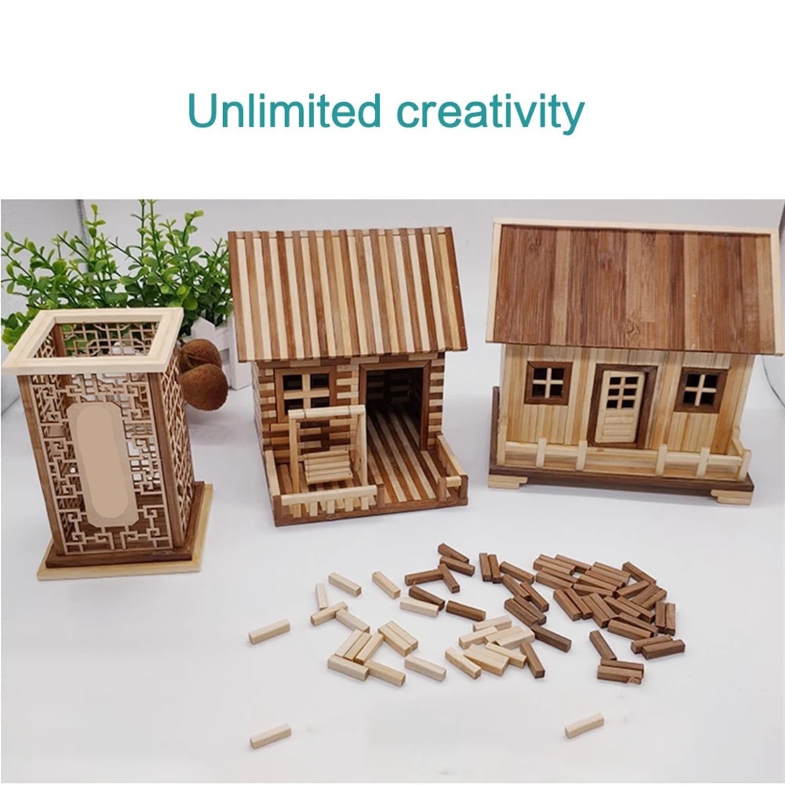 Bâtonnets en Bois Bâtons de bambou ronds et carrés naturels, 100 pièces, matériaux artisanaux de bricolage, Table de sable, modèle de construction, matériaux artisanaux créatifs(4mm round white)