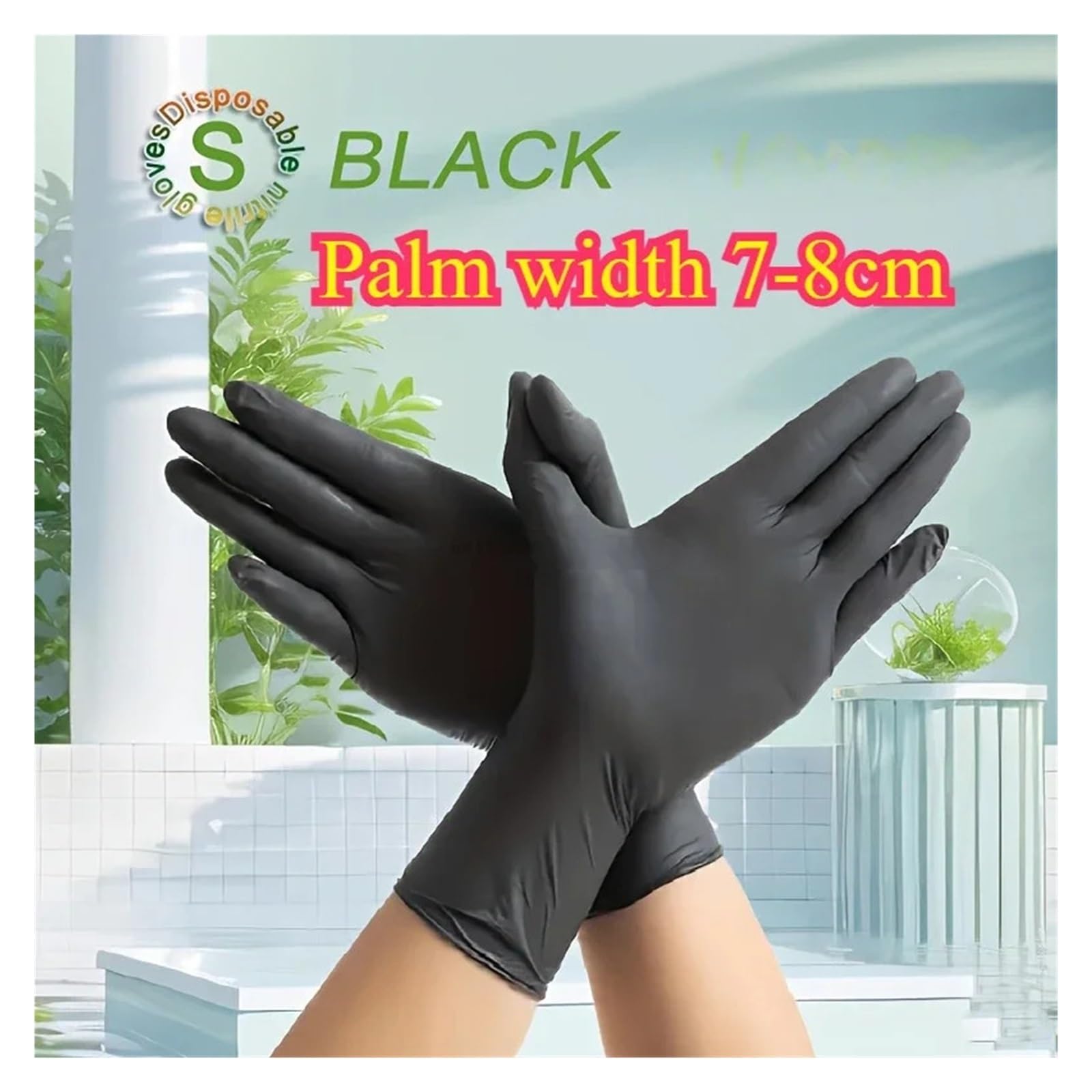 Guantes De Cocina Desechables Látex Nitrilo, Vajilla Negra for Lavar, Tareas Domésticas, Industria Automotriz, Jardinería, Cuidado Mascotas, Herramientas(Black-S-22x8cm,200PCS(100 pairs))