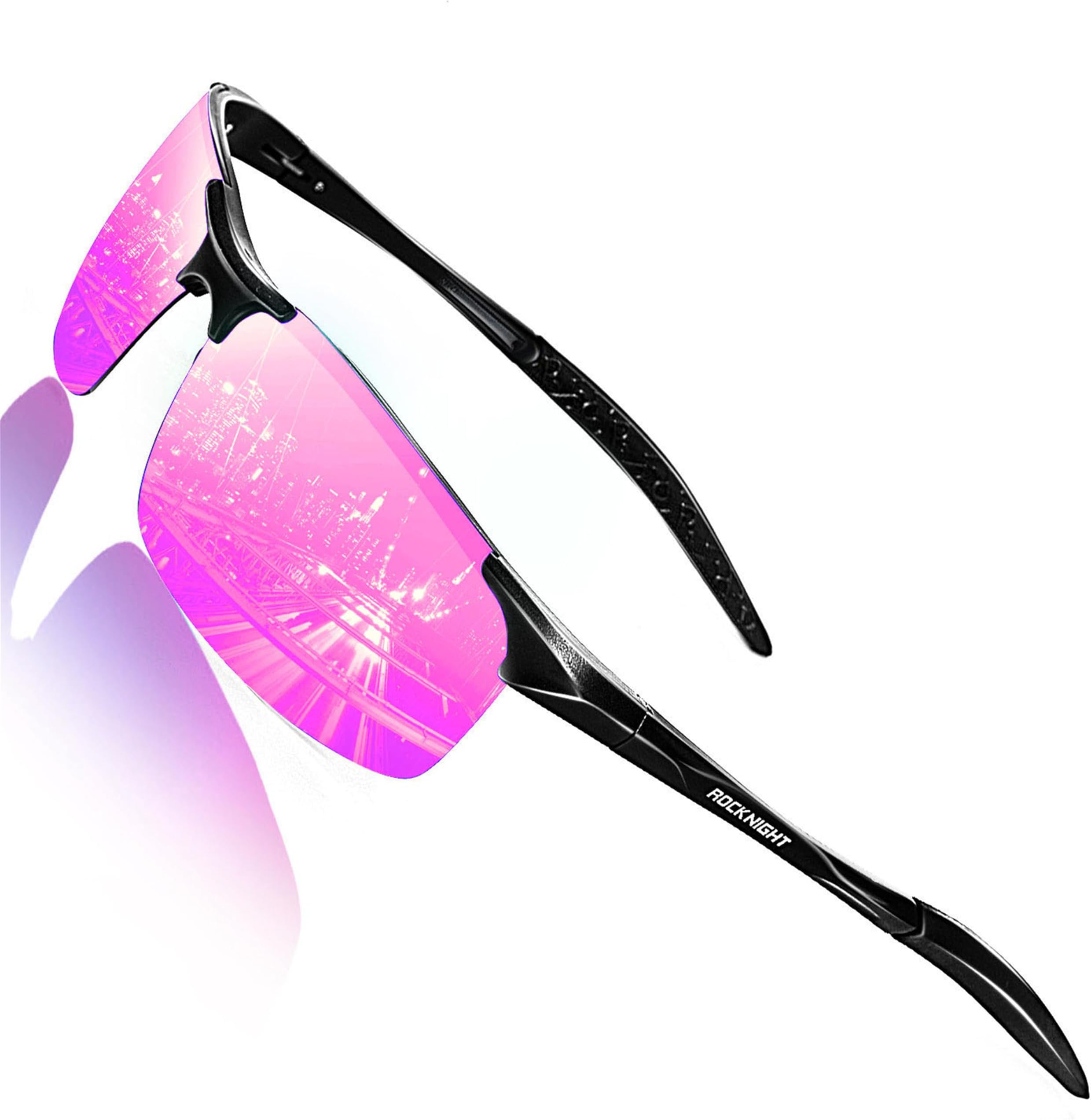 Polarized Rectangular Sunglasses for Men Driving UV400 Protection Lightweight Al‑Mg Frame