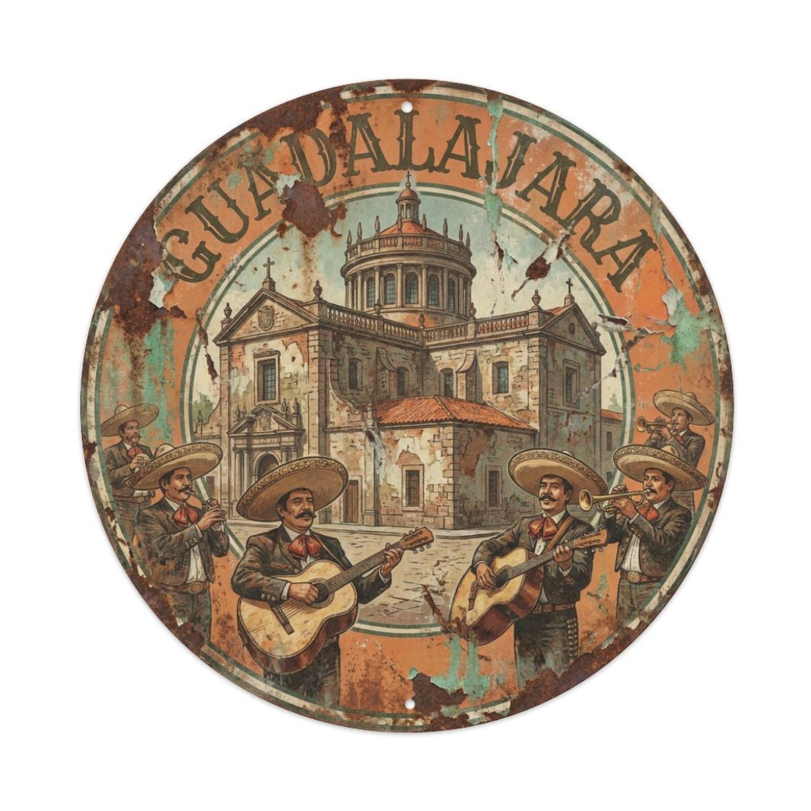 Retro Travel Mexico Guadalajara Metal Tin Sign