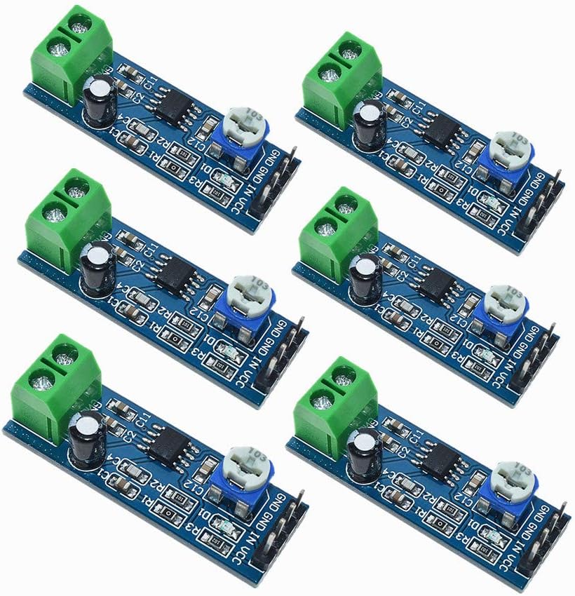 6pcs Audio Power Amplifier Module, Amplifier Board, Mini LM386 200 Times Gain 10K Solo Mono AMP Circuit Mini Guitar AMPS 200 Times 5V-12V Input 10K Adjustable Resistance
