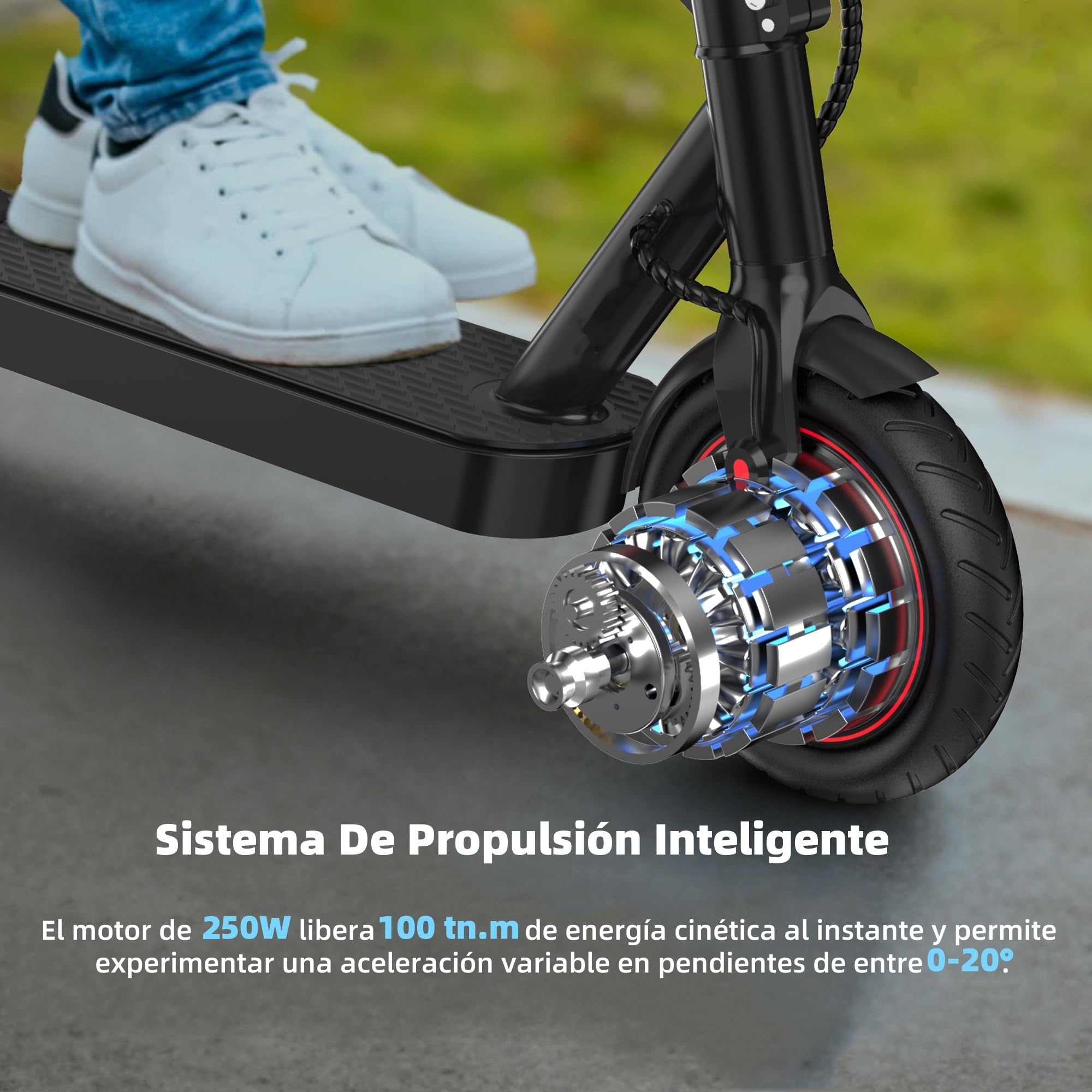 8.5" Patinete Electrico Plegable con Candado para Adolescentes Y Adultos, Motor de 35O, Autonomía 30KM, MAX 25 KM/H, 187.2WH Batería, Carga 100-120KG, Frenado Dual, 3 Modos De Elocidad