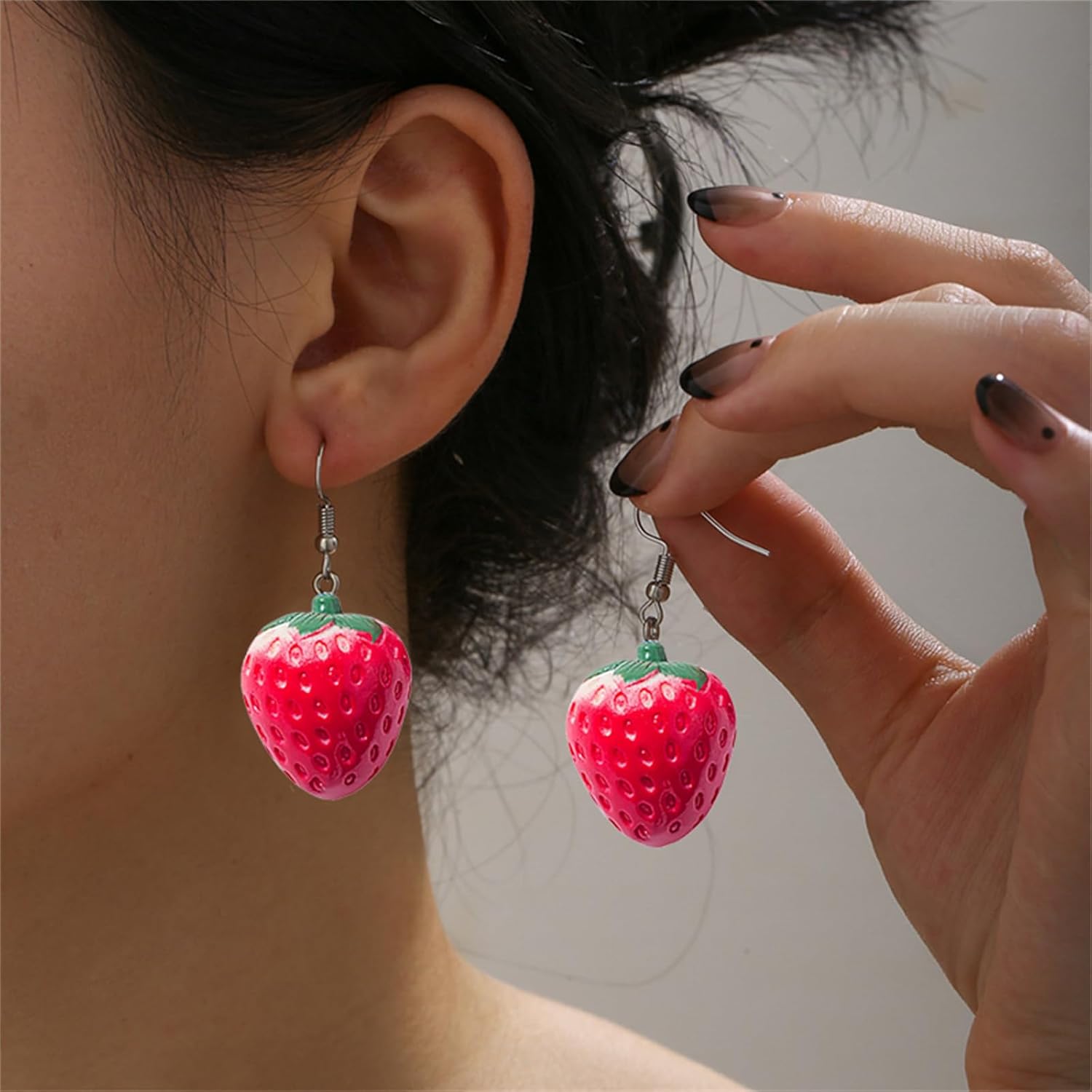 Red Strawberry Earring for Women Cute Lifelike 3D Fruit Resin Simulation Red Strawberry Drop Dangle Earrings Jewelry Gifts - Image 2