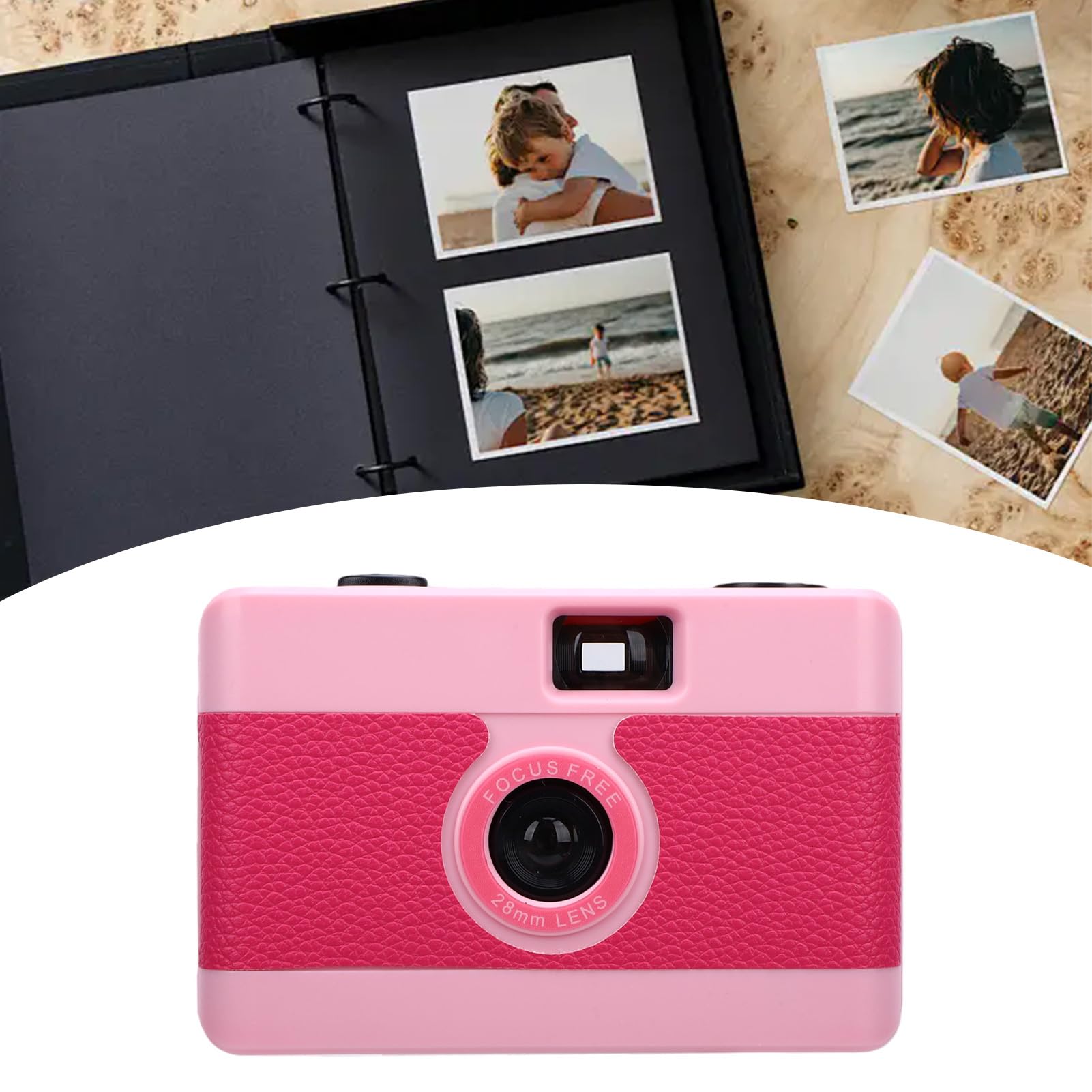 Appareil Photo Argentique 35 Mm, Style Vintage, Appareil Photo 35 Mm Réutilisable avec Flash intégré, Objectif 28 F/8 pour la Photographie de Voyage, Les Mariages, Les (Pink)