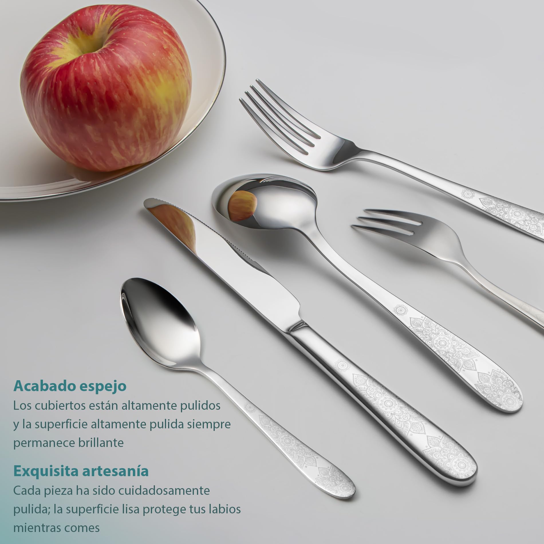 Cuberterias completas 12 personas, EIUBUIE cubiertos con patrón único | 60 piezas, pulido espejo, cubiertos acero inoxidable, apto para lavavajillas, juego de cubiertos, cuchillo cuchara tenedor
