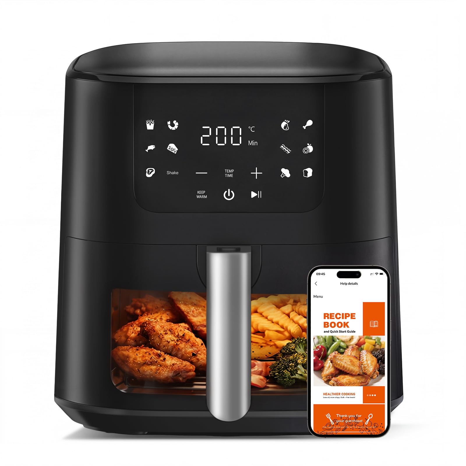 Qido Air Fryer, 5.28 QT Square with Visual Window