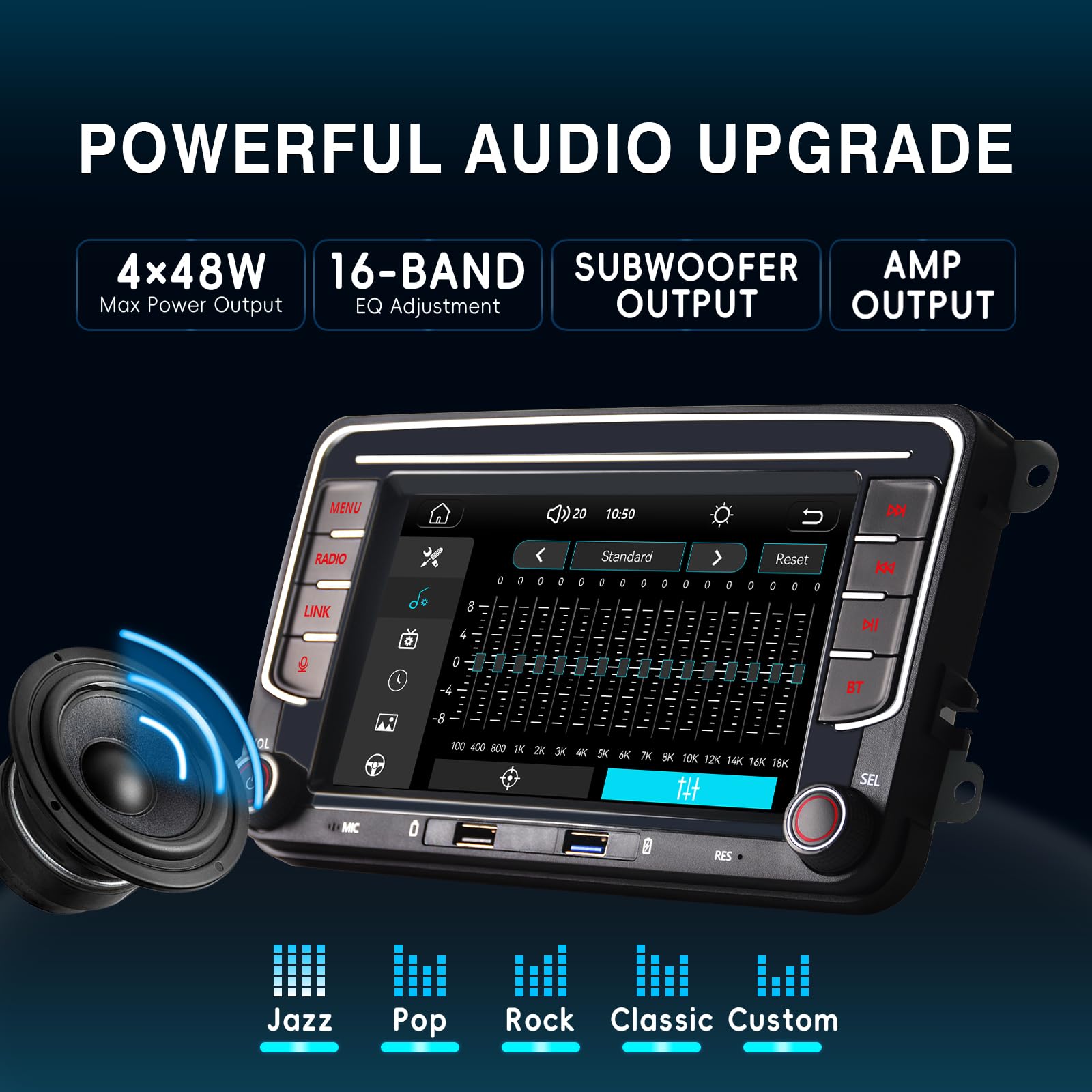 RCD330 Upgrade Autoradio für VW Golf MK5 MK6 Jetta Passat Caddy Beetle, Wireless CarPlay & Android Auto, Linux Autoradio mit Physischem Lautstärkeregler, AM/FM/RDS, Bluetooth, Schnellstart, Plug &Play