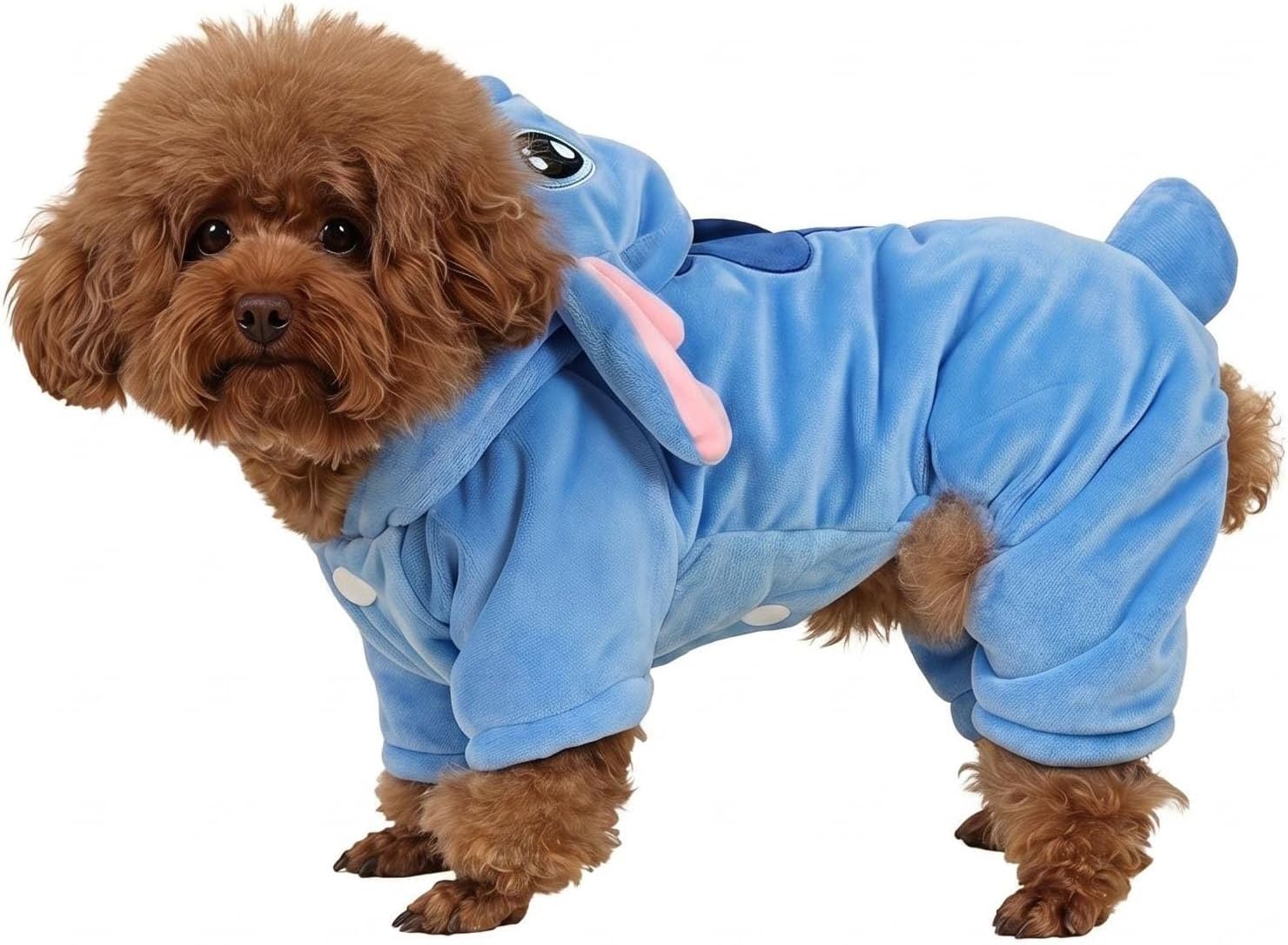 Z-YQL Nekewe Disney Stitch Cartoon Pet Costume Coat, Pet Outfit, Pet Pajamas Clothes Hoodie Coat for Dogs & Cats, Blue, M (28cm Neck Girth; 42cm Chest Girth; 27cm Back Length)