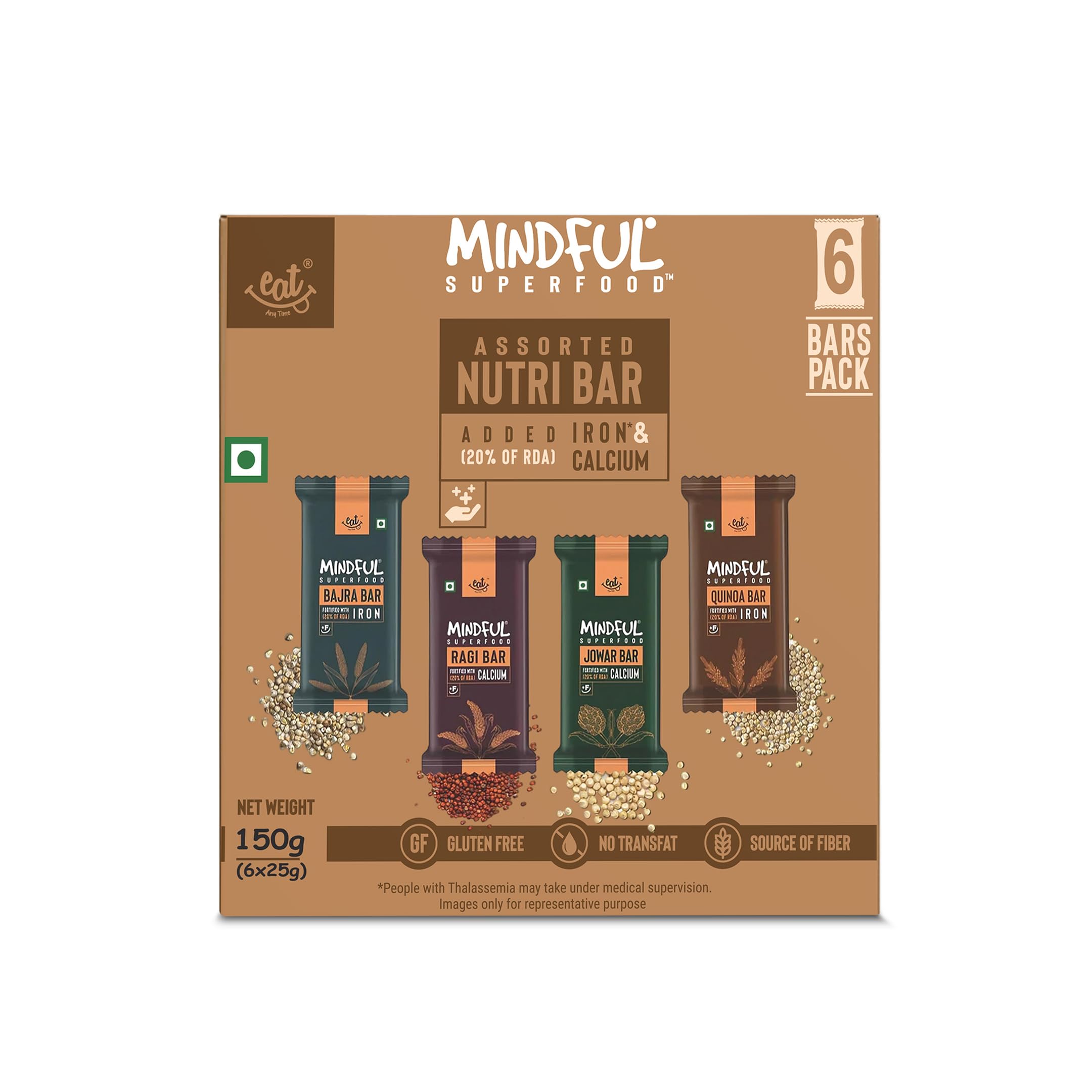 Eat Anytime Assorted Millet Nutri | Gluten Free & High Fiber | Energy Sugar Free | High Protein | Healthy Bar & Breakfast Protein | Granola Bar 150gm (6pcs of 25gm)-image-20