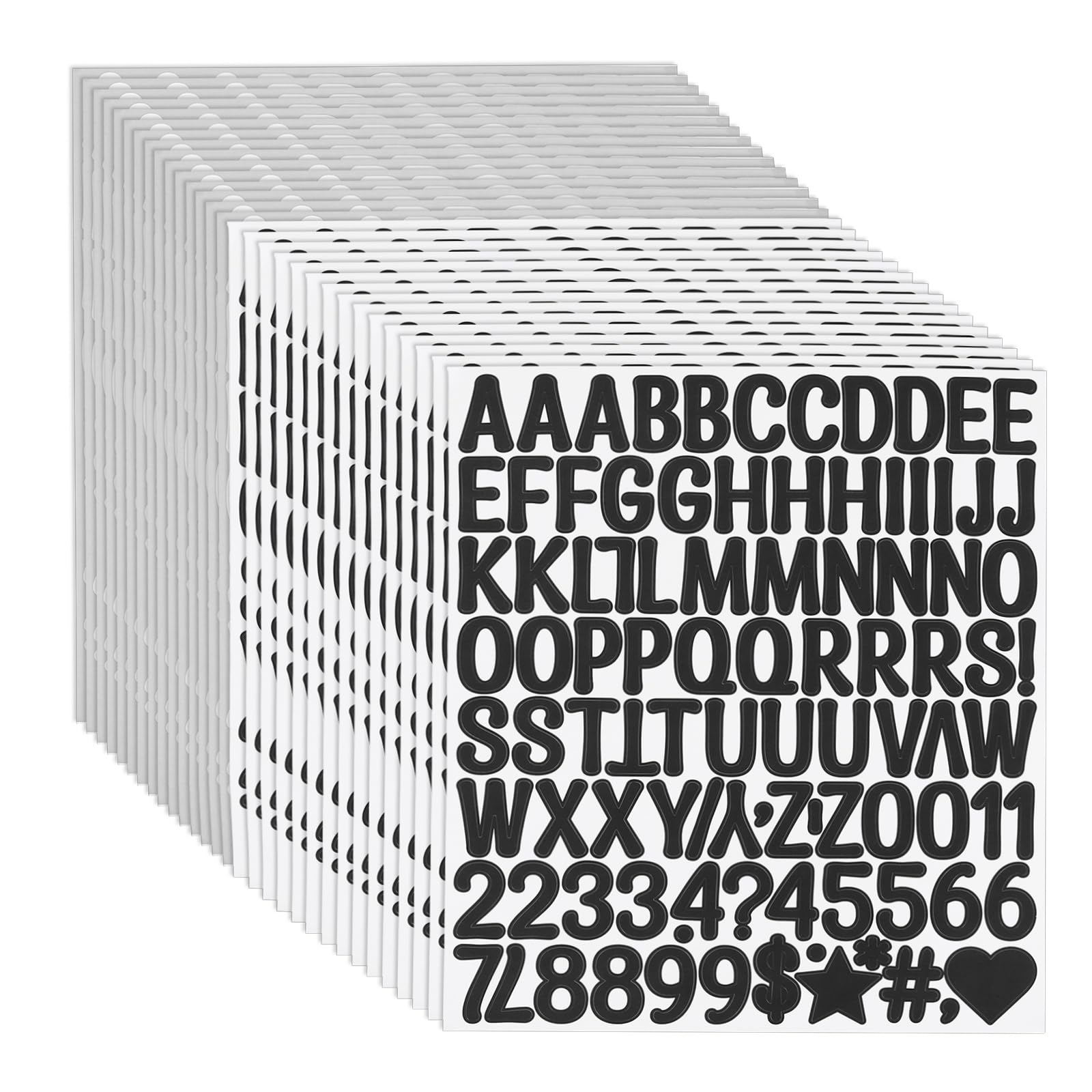 Autocollants alphabet chiffres adhésifs PATIKIL 30 feuilles vinyle noir 1"