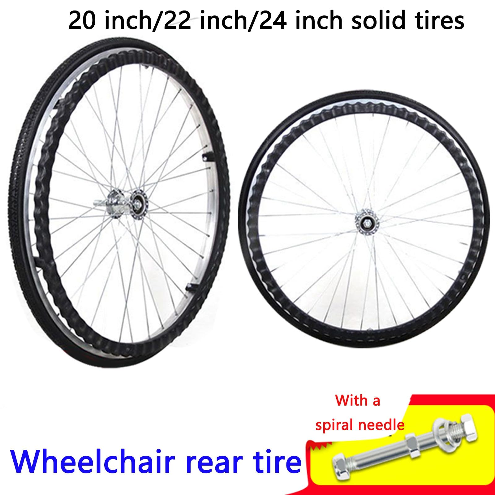 Akcesoria do wózków inwalidzkich, koła tylne, duże koła, opony 24-calowe, opony pełne, opony nadmuchiwane i koła ze śrubami łożyskowymi.(Size:24 inch inflatable tires)