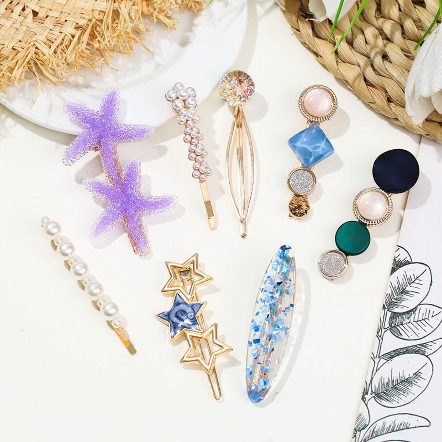 ANNACREATIONS 8 PCS Premium Korean stylish Hair Clips For Women And Girls, Multicolor (Star) - Image 6 thumbnail