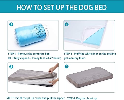 Miniatura 4 de Cama ortopédica de espuma viscoelástica para perros, camas refrescantes para perros extragrandes, cama impermeable para mascotas para jaula con