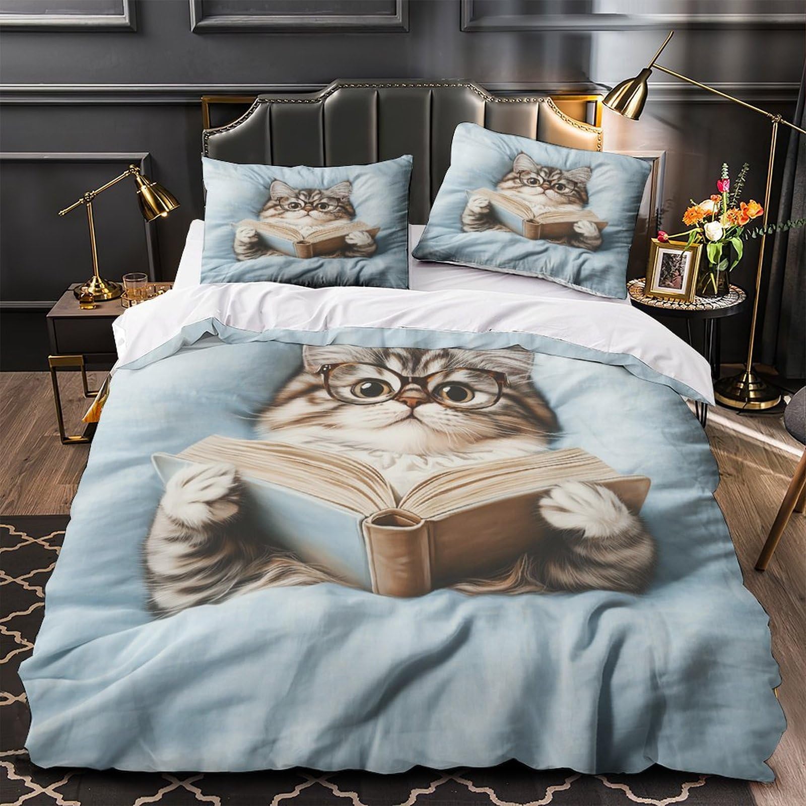 Housse de couette capybara 3D en microfibre 220x240 cm avec taies pour lit King