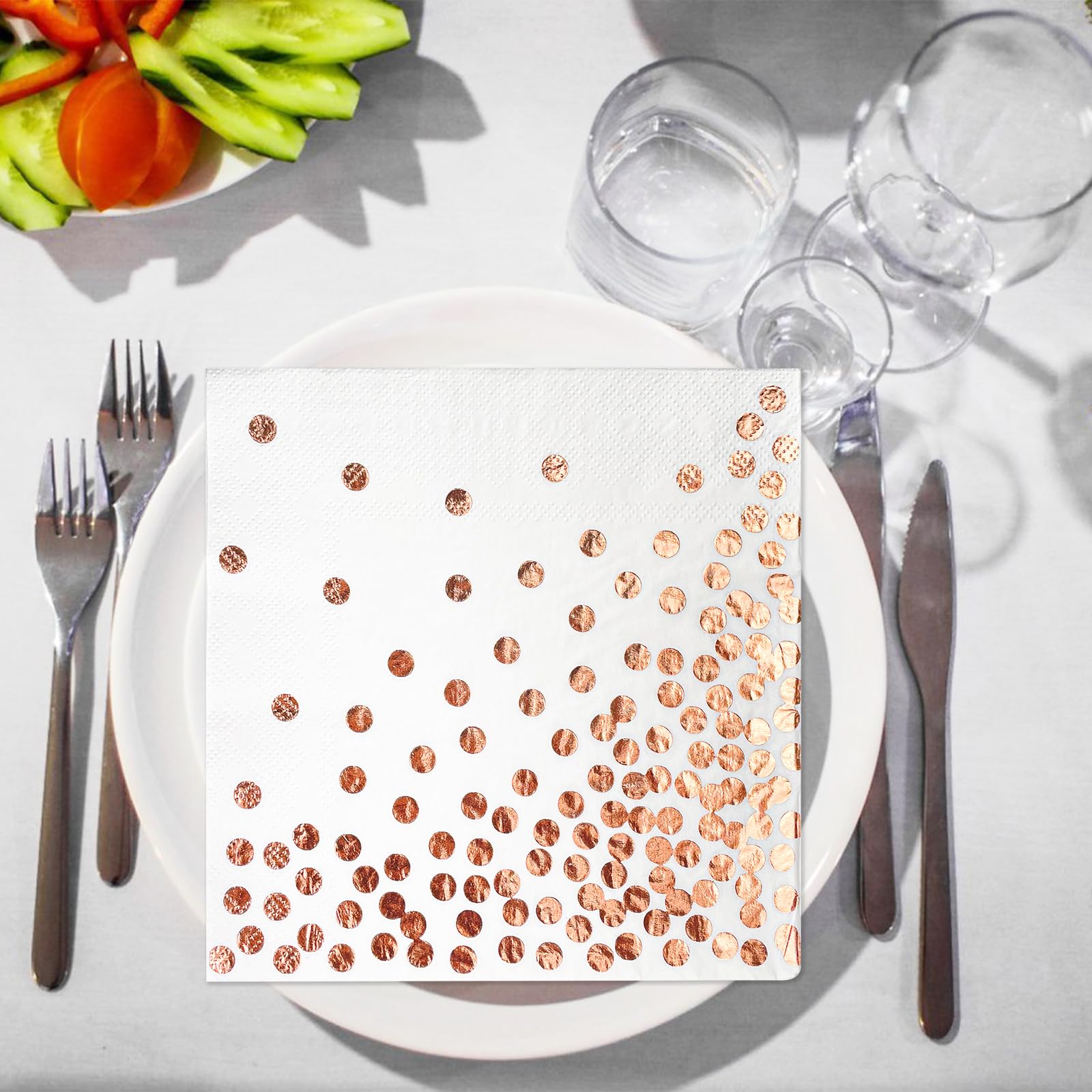 60 Tovaglioli Cocktail Bianco E Dorato - 33x33cm, Monouso | Per Feste, Compleanni E Eventi Eleganti - Foto 8