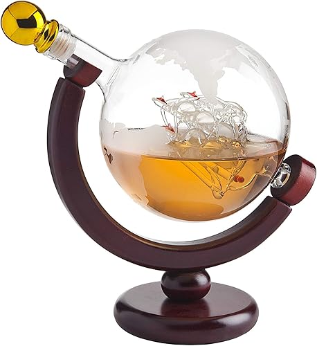 Miniatura 5 de Decantador en forma de globo terráqueo para licores, whiskey escocés o bourbon, vodka o vino (con capacidad para 28.74 onzas líquidas)