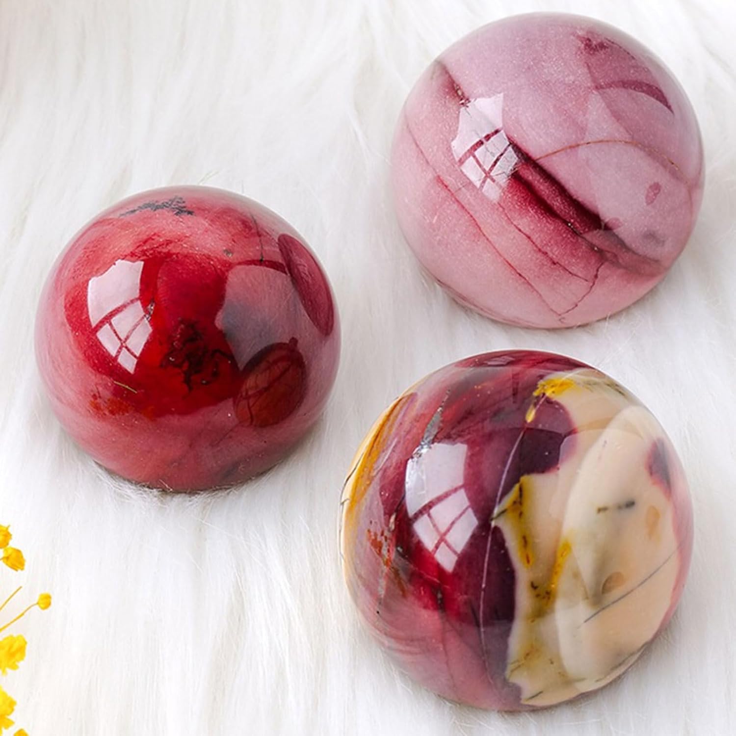 Mookaite Jasper Sphere ウッドスタンドの天然クリスタルクォーツ