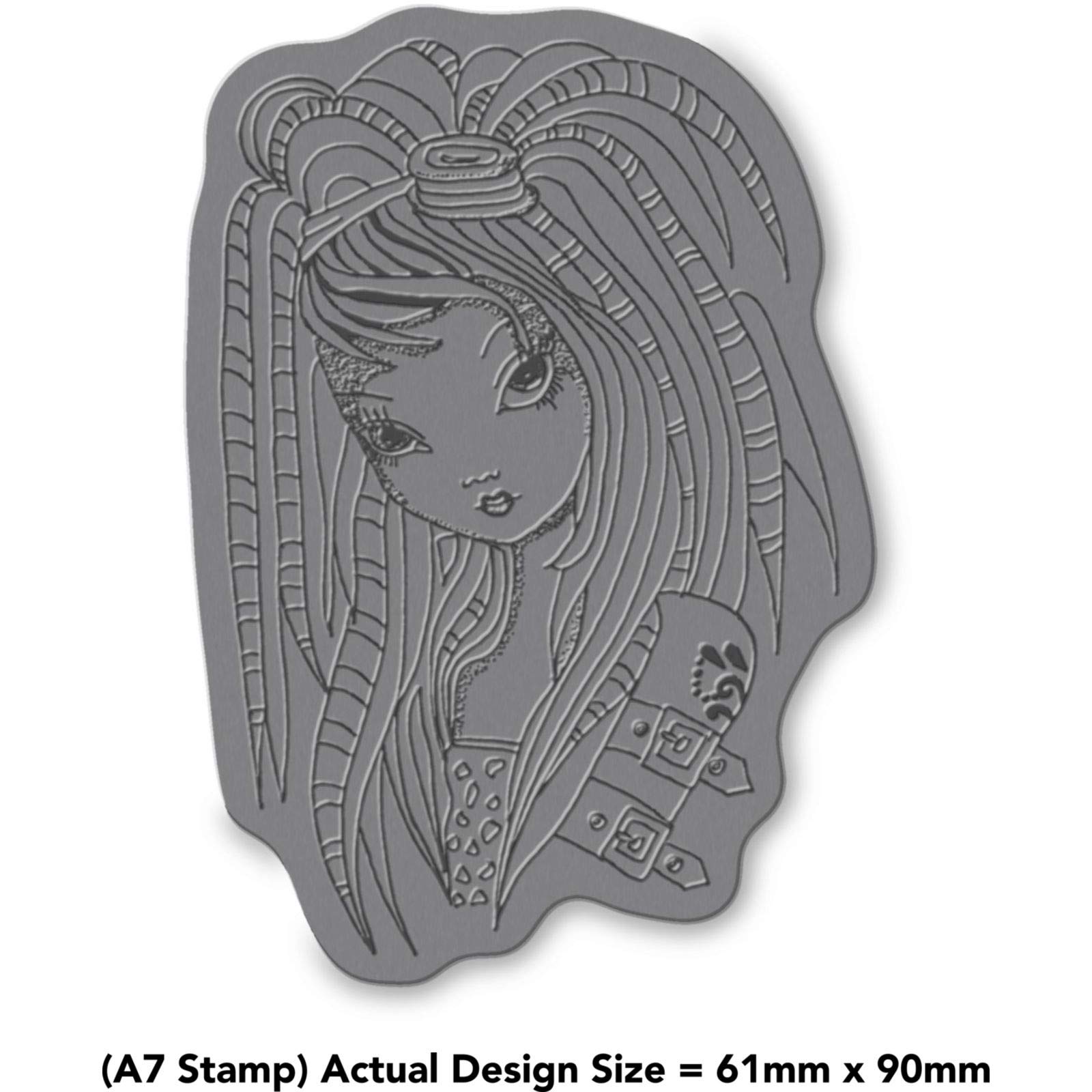 'Manga Style Girl' Rubber Stamp - Unmounted Design for Crafting & Scrapbooking, A7 (RS00006171)