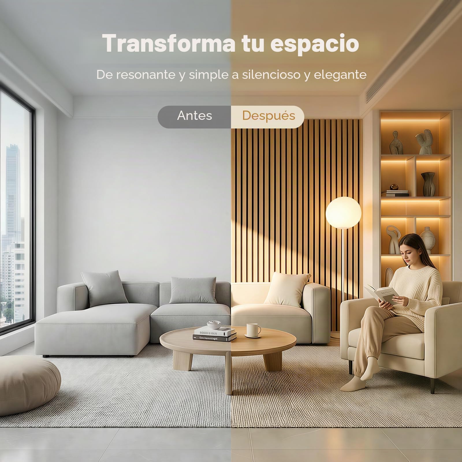 Paneles Acusticos Decorativos 120x60x2,1 cm, Ohuhu 2 Unidades Panel Decorativo pared en Imitación de Madera, Excelente Acústica, Paneles Decorativos para Pared, Fácil Instalación y Corte