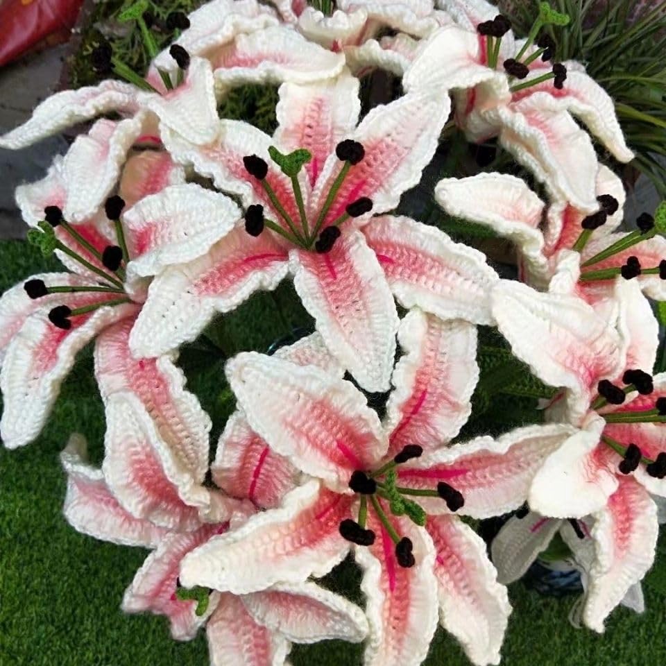 Amazon.com: Handmade Lily Flowers, Crochet Lily Artificial Flower