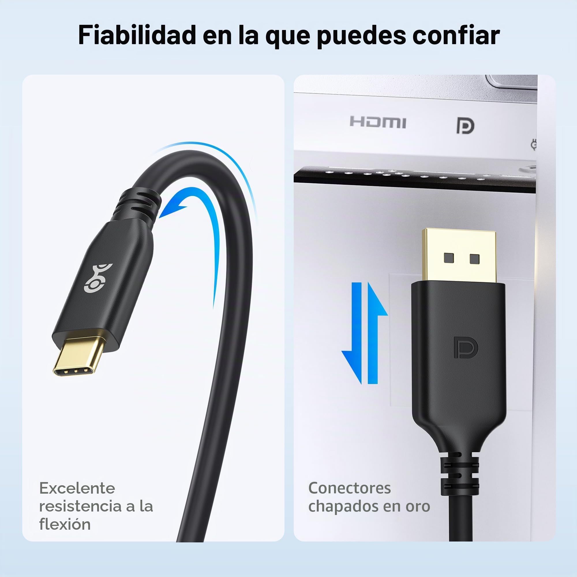 Cable Matters [Certificado VESA] 40Gbps Cable USB-C a, 2m, Negro | 8K@120Hz / 4K@480Hz, cable Thunderbolt 4 a DisplayPort DP40, negro; no compatible con monitores USB-C portátiles