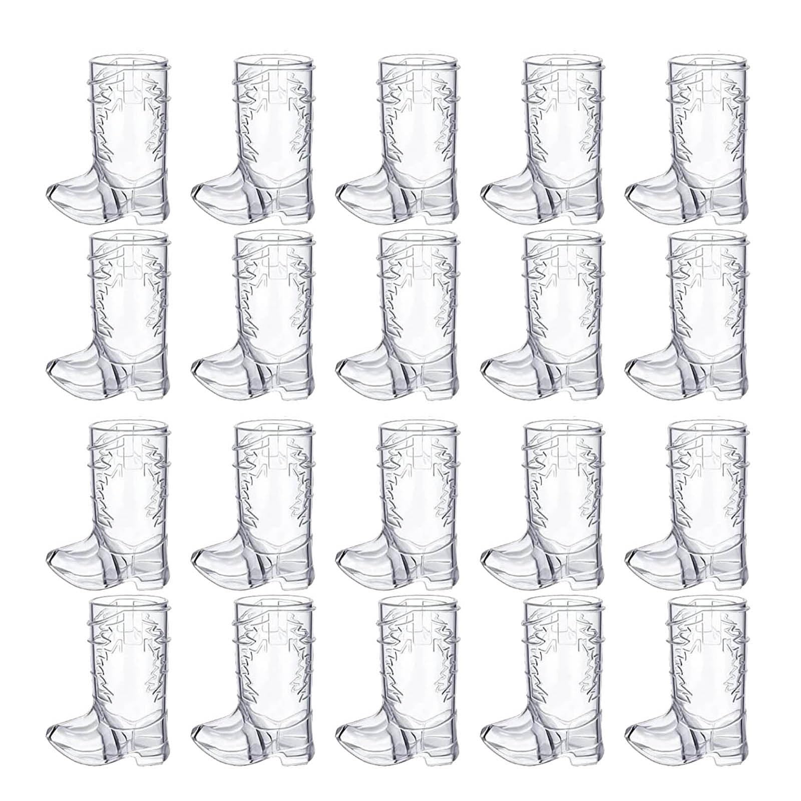 Kamonda Pack of 20 Mini Boots Clear Plastic Shot Glasses Cowboy Theme Decoration Cowboy Boot Plastic Cup Fun Party Supplies, Approx.3.2x6.5cm/1.26x2.56inch