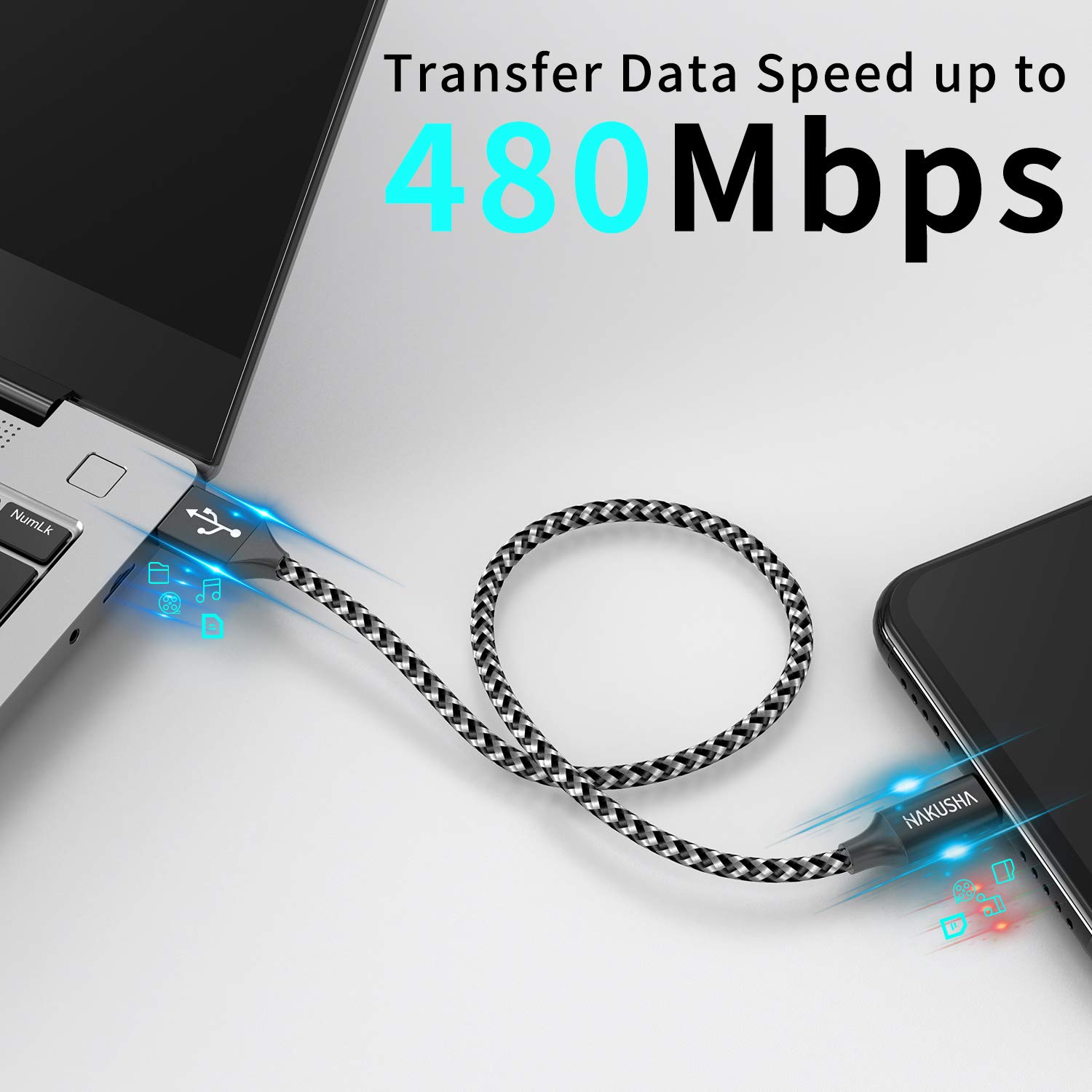 HAKUSHA Cavo USB C, [3M] Cavo USB Tipo C Nylon Ricarica Rapida per Android Samsung Galaxy Z Flip, S22+, S21 Ultra, Huawei P50, Mate 40, Xiaomi 12, Google Pixel, OnePlus, Moto, Realme, tavoletta