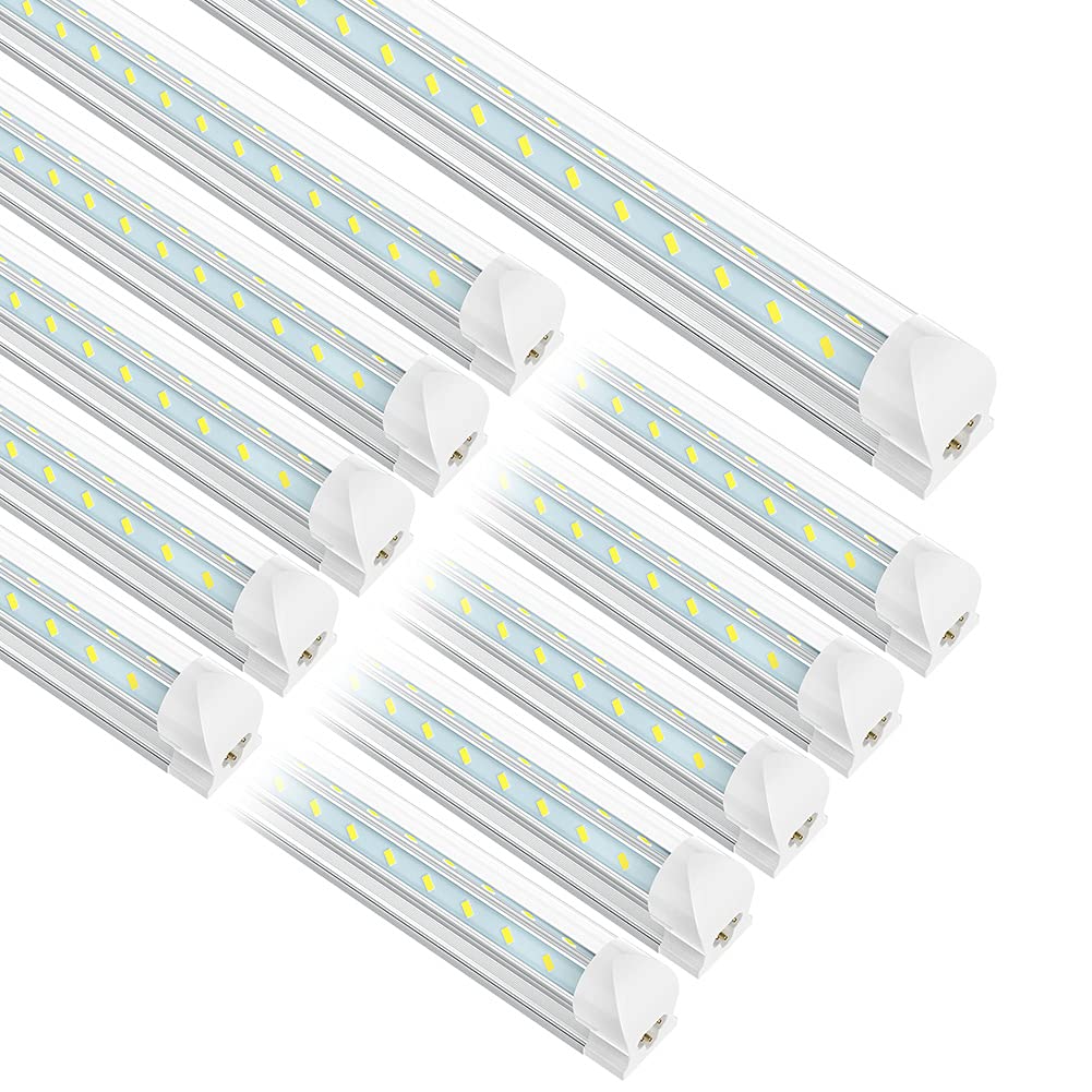 CNSUNWAY LIGHTING 3FT LED Shop Light, Super Bright, 6500K Cool White, SMD 5730 T8 Integrated LED Tube, V Shape, Linkable Light Fixture with Plug for Garage Workshop (10 Pack)