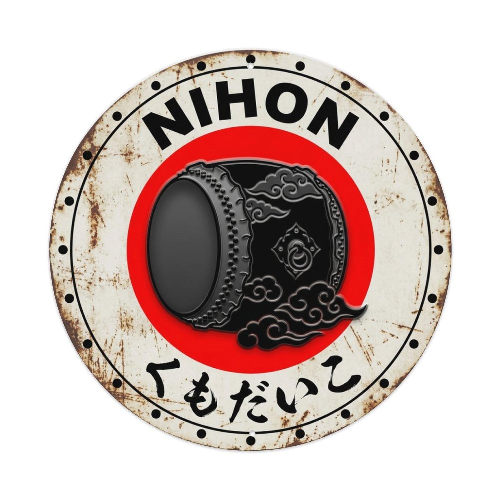 Fqnyr Style Metal Tin Sign Cloud Pattern Drum Nihon Sky Design Vintage