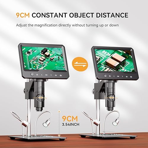 Miniatura 2 de Elikliv EDM701 Pro Microscopio parfocal digital, microscopio de soldadura para reparación electrónica con gran espacio de operación, lupa