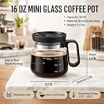 Mug en forme de cafetière avec couvercle, tasse mini cafetière en verre de 16oz, mug de voyage transparent résistant à la chaleur, tasse à café résistante aux éclaboussures pour bureau & cadeau pour les amateurs de café