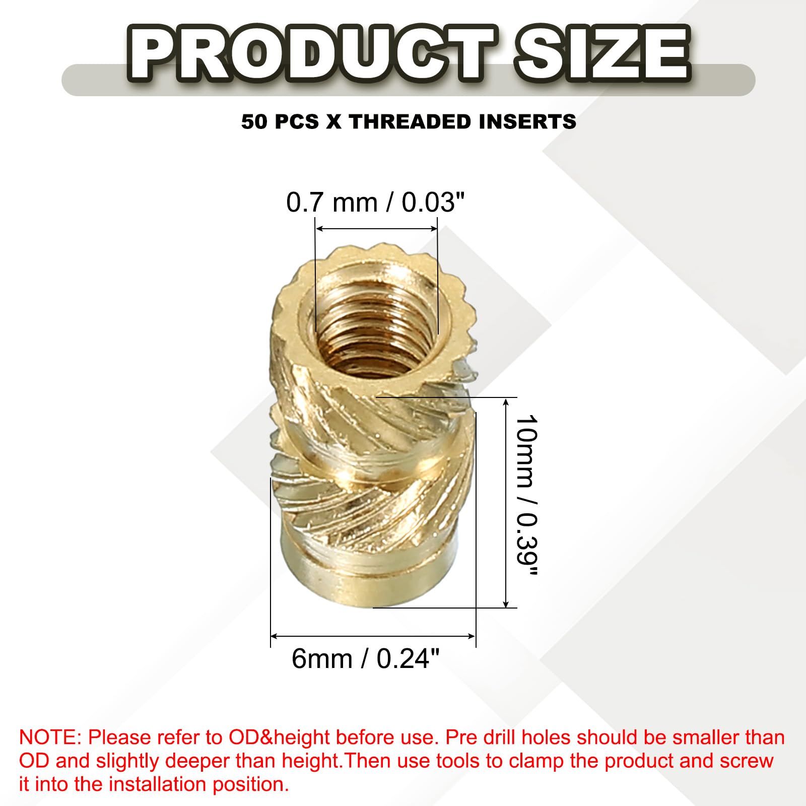 PATIKIL M4 Threaded Inserts M4x10x6mm - Image 2