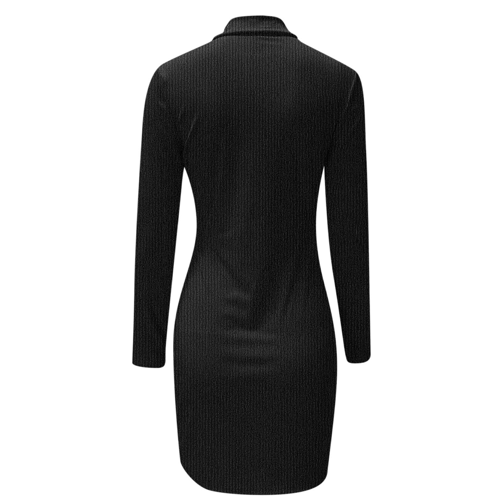 Vestido De Manga Larga con Cremallera Solapa Y Cintura Alta Falda Corta Imprimada