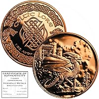Vista 9 de Cernunnos Celtic Moneda de lingotes redondos de cobre .999 puro de 1 onza en cápsula con COA por Heavenly Metals