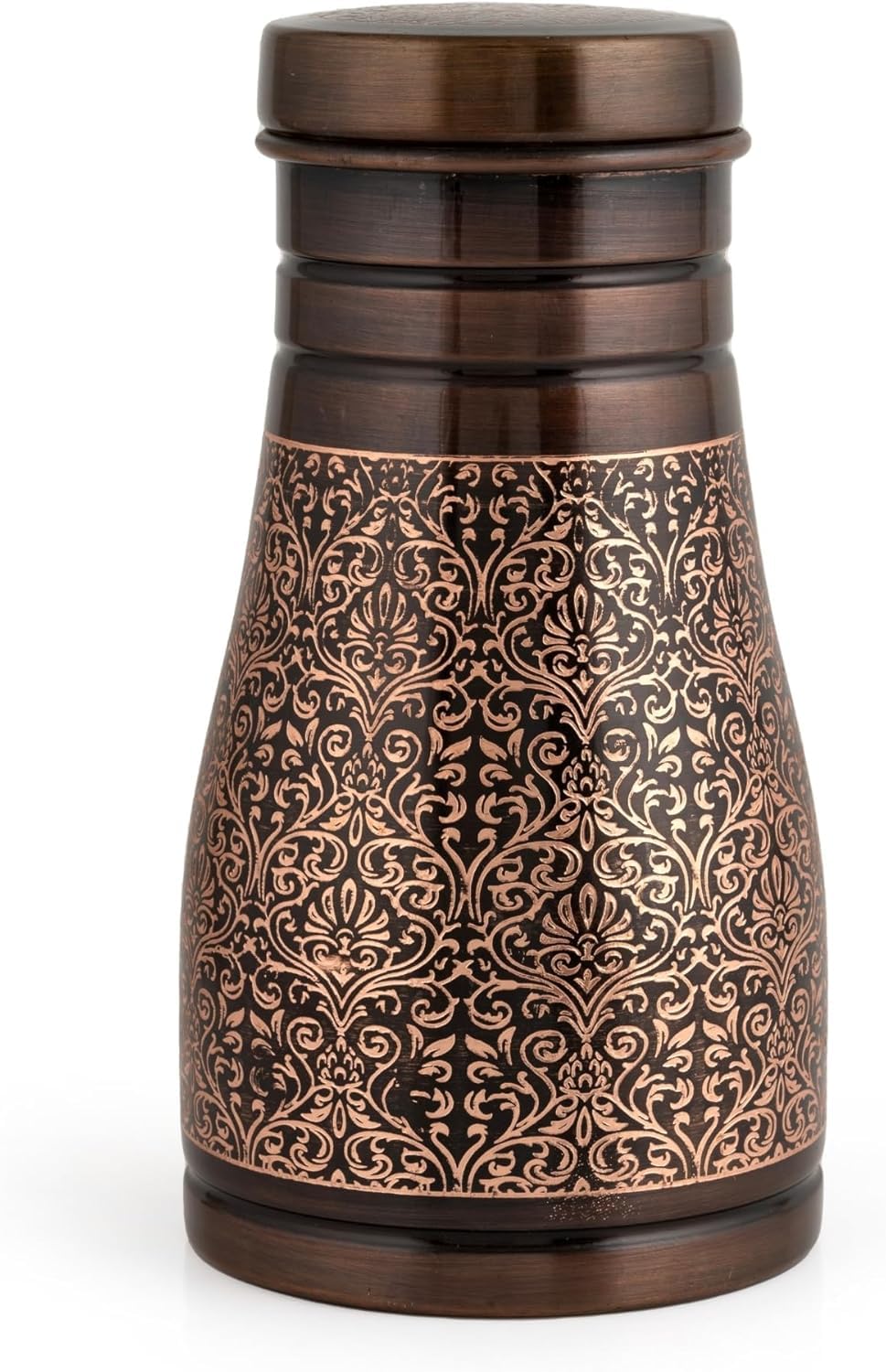 COPPAYA Pure Copper Water Bottle 1 Litre (34 oz) โ Bedside Copper Carafe with Leakproof Cap โ Traditional Copper Drinking Vessel for Home, Office,Sports & Yoga