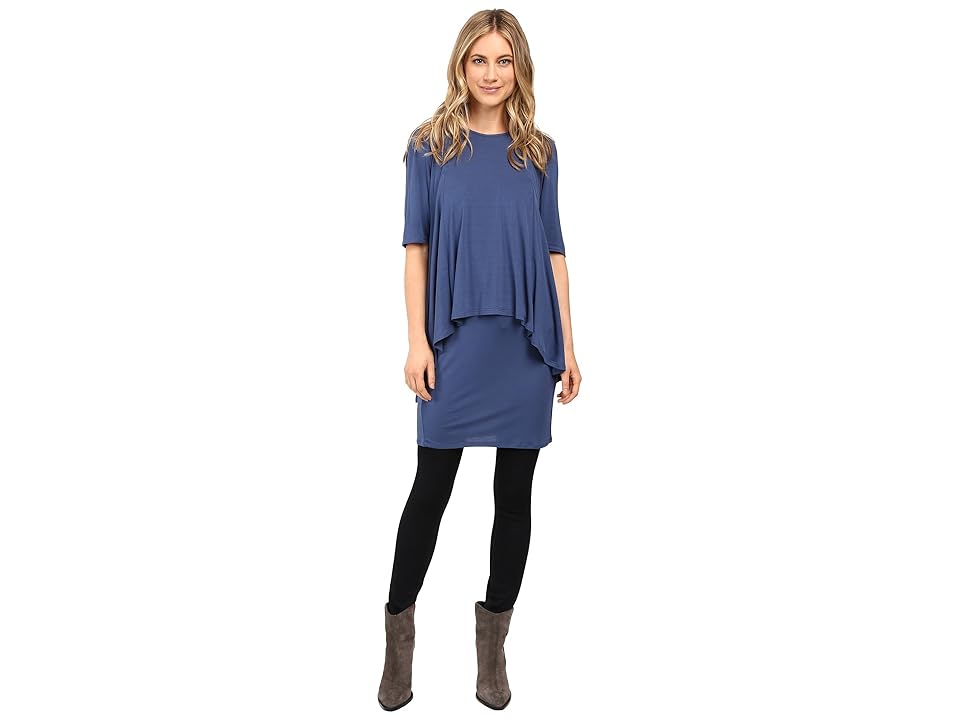

HEATHER 3/4 Sleeve Panel Swing Top (Harbor) Women's Clothing