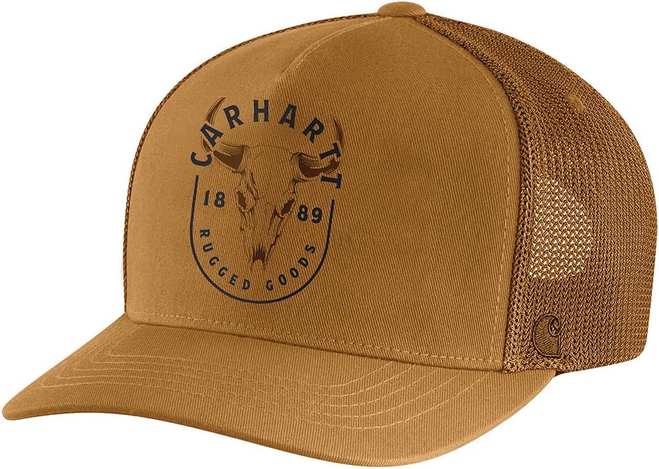 Carhartt Men's Canvas Mesh-Back Skull Graphic Cap